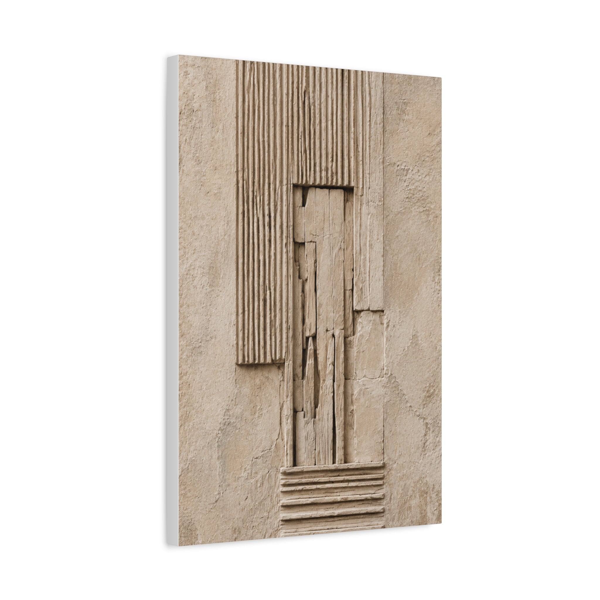 Abstract Textured Relief Canvas Wall Art, Neutral Beige Sculpture Panel Print, Modern Minimalist Decor, Organic Shape Art, Solen
