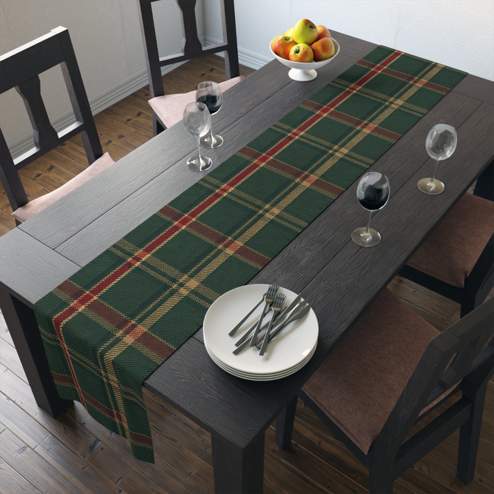 Poinsettia Holiday Table Runner — Rust Floral Christmas Dining Decor
