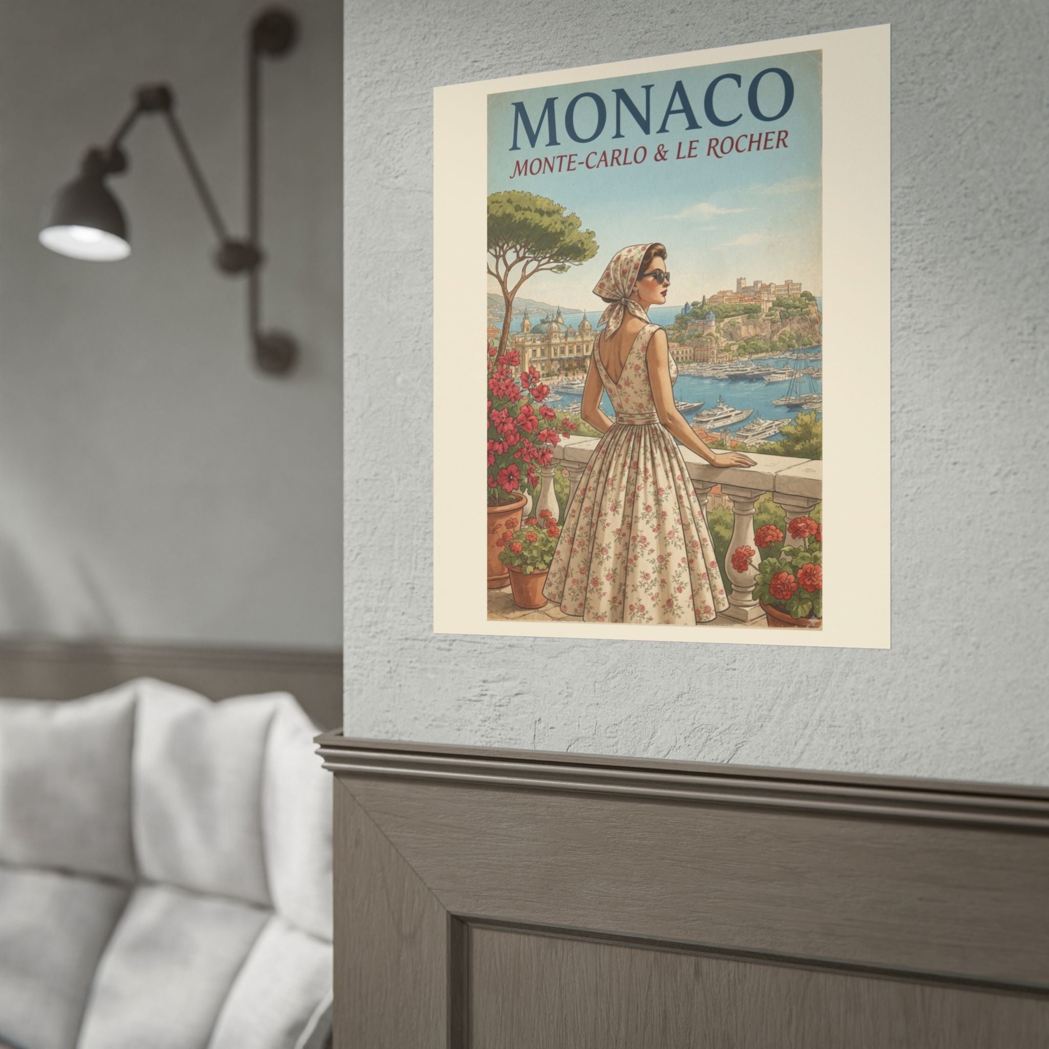 Monaco Poster, Vintage Riviera Travel Print, Monte Carlo Wall Art, Retro French Riviera Poster, Mid Century Travel Art, Solen