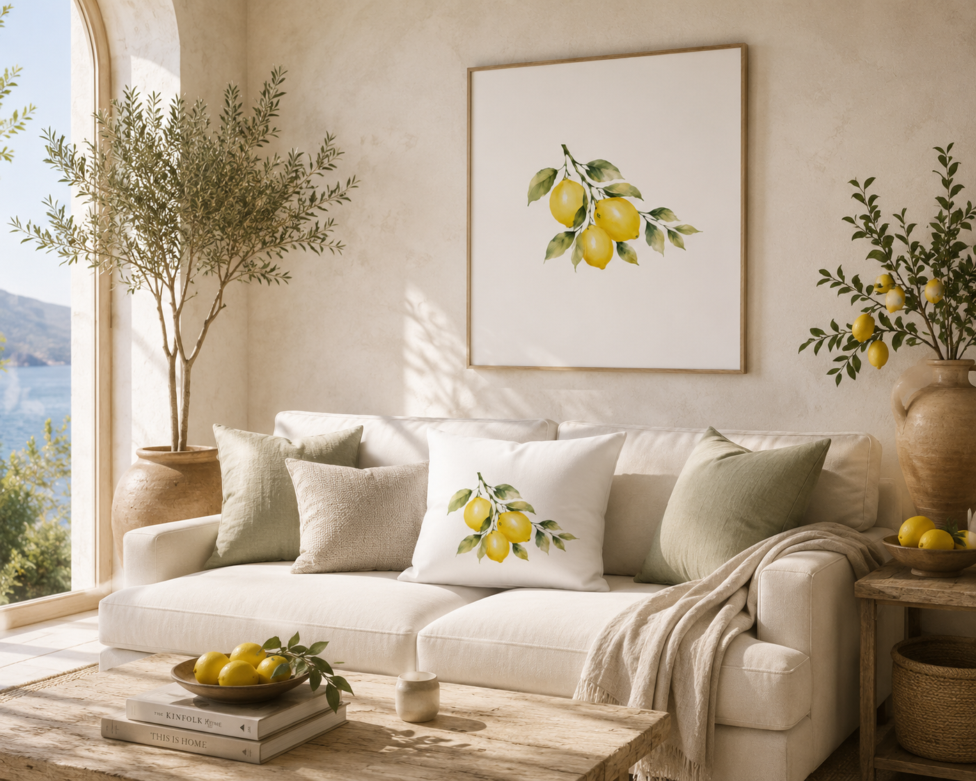 Lemon Branch Watercolor Canvas Print
