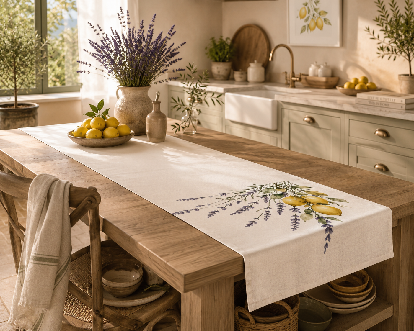 Lemon & Lavender Table Runner | Golden Hour Collection