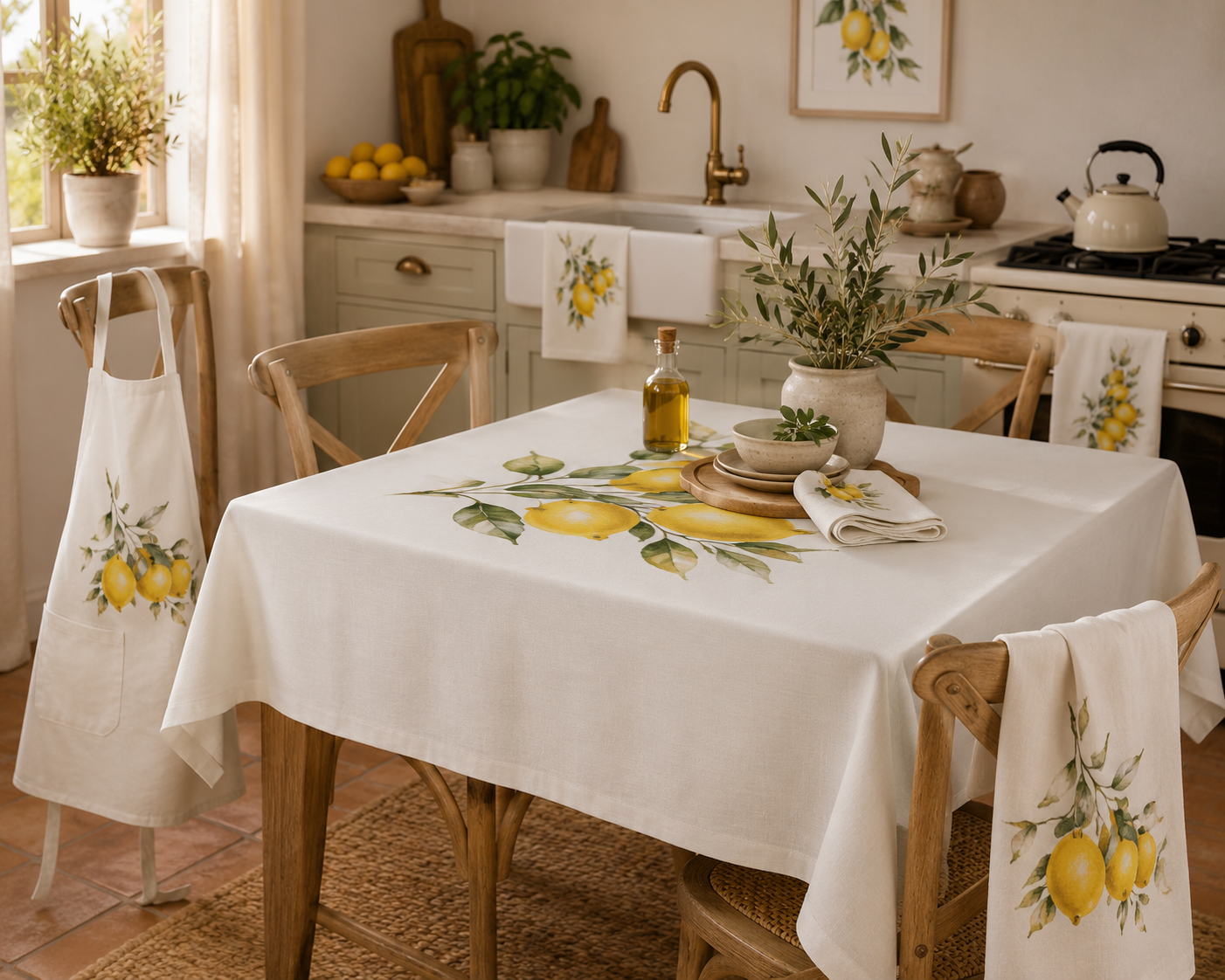 Lemon Tablecloth | Botanical Dining Table Cover