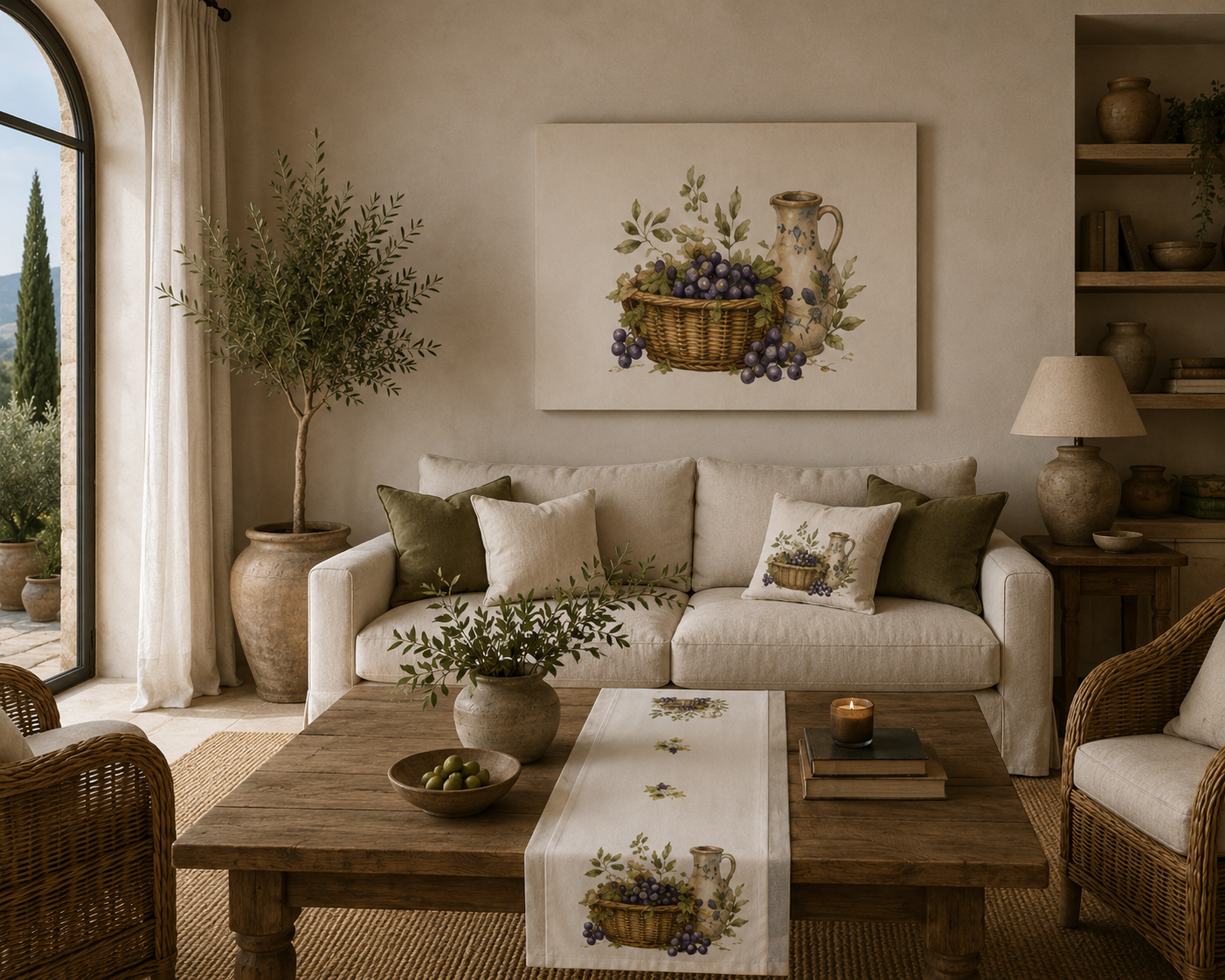 Mediterranean Vineyard Canvas Wall Art - Italian Kitchen - French Country Wall Art | Solen Art