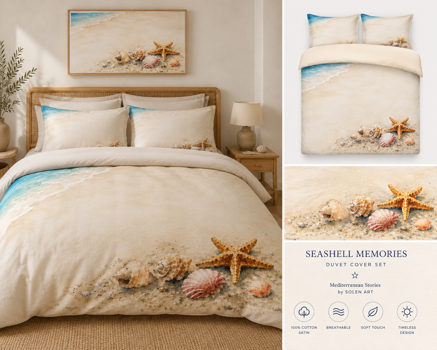 Seashell Memories Duvet Cover Set | Coastal Bedding
