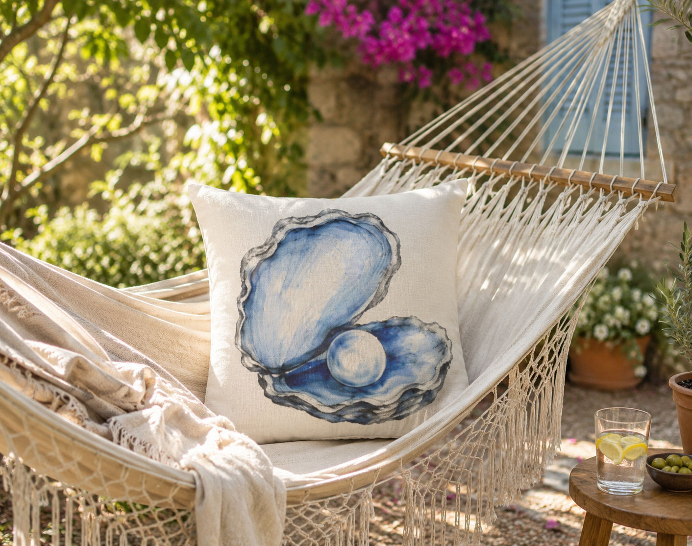 Pearl Oyster Pillow Cover | Mediterranean Collection