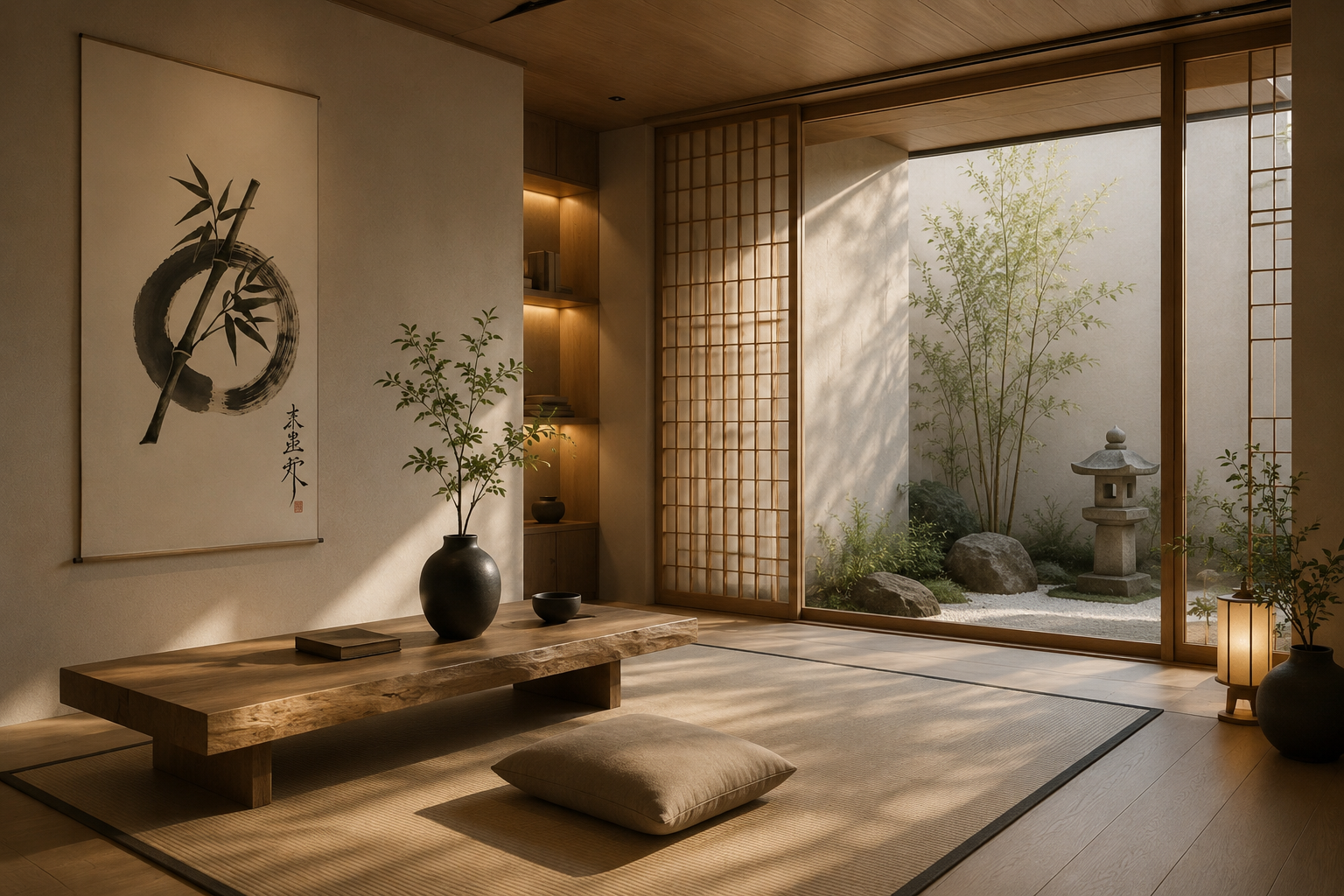 Rolled Poster — Bamboo Enso Brushstroke  (Zen Sumi-e Wall Art)