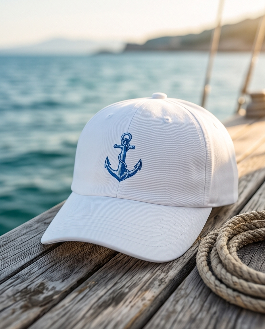 Anchor Embroidered Cotton Cap | Coastal Style