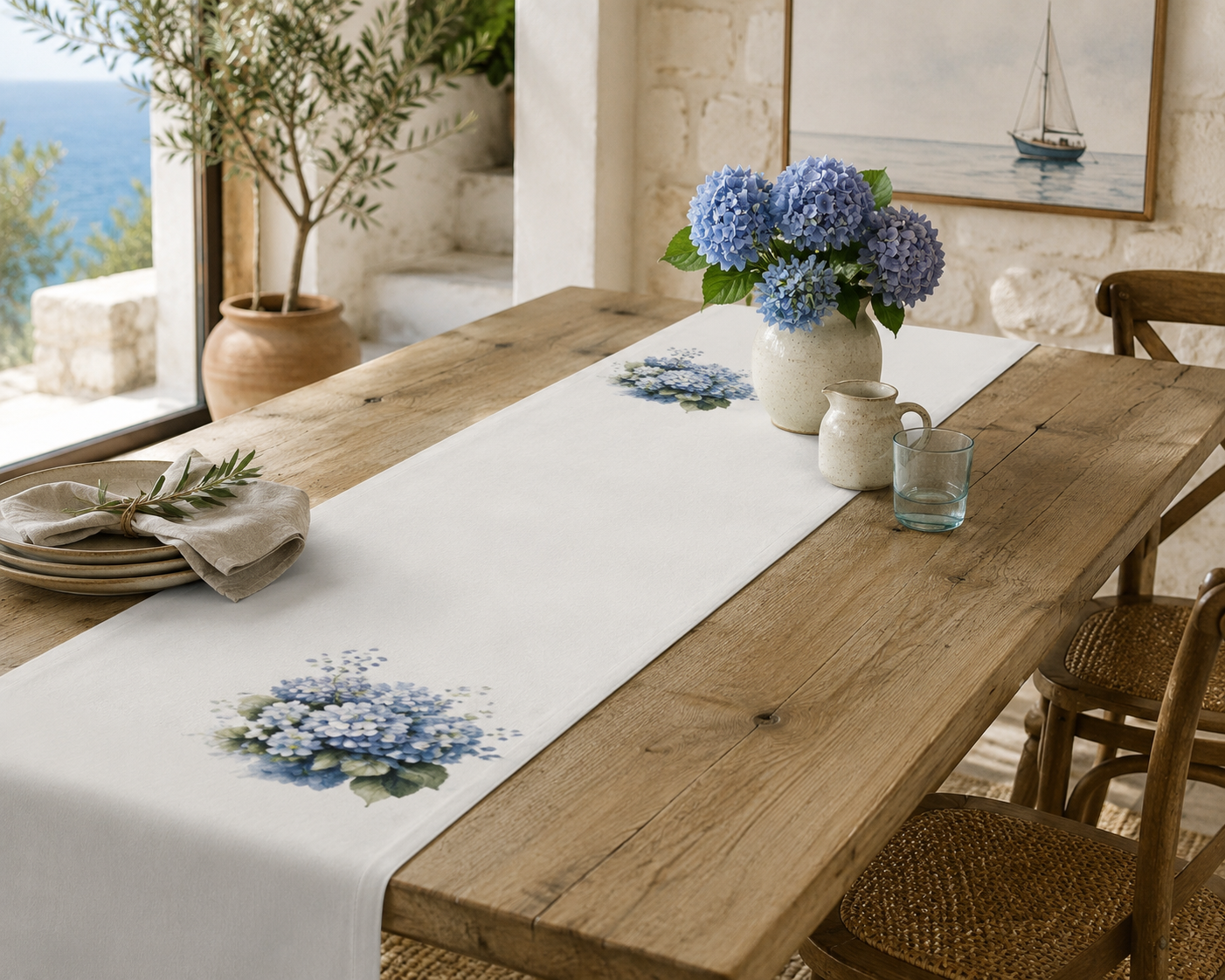 Hydrangea Dream Table Runner | Floral Table Runner