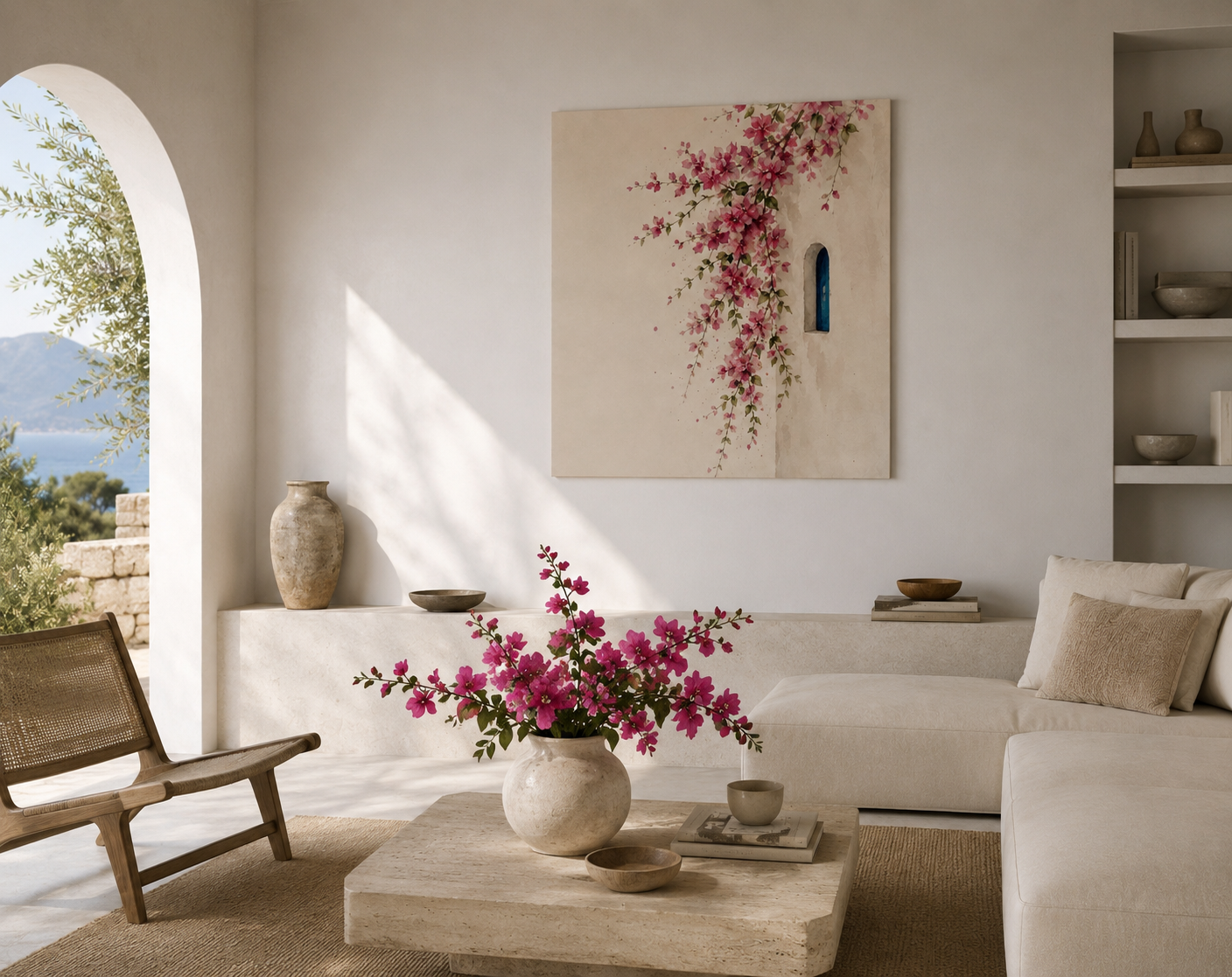 Floral Wall Canvas Print — Pink Bougainvillea Wall Art