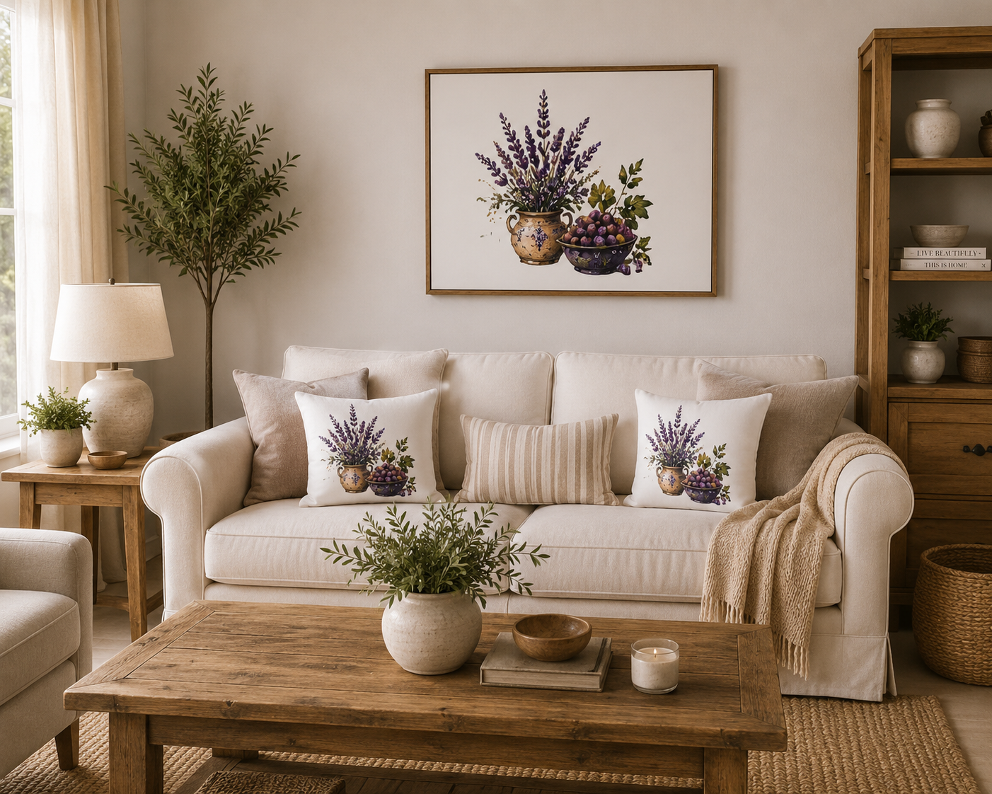Lavender & Fruit Still Life Matte Canvas Wall Art