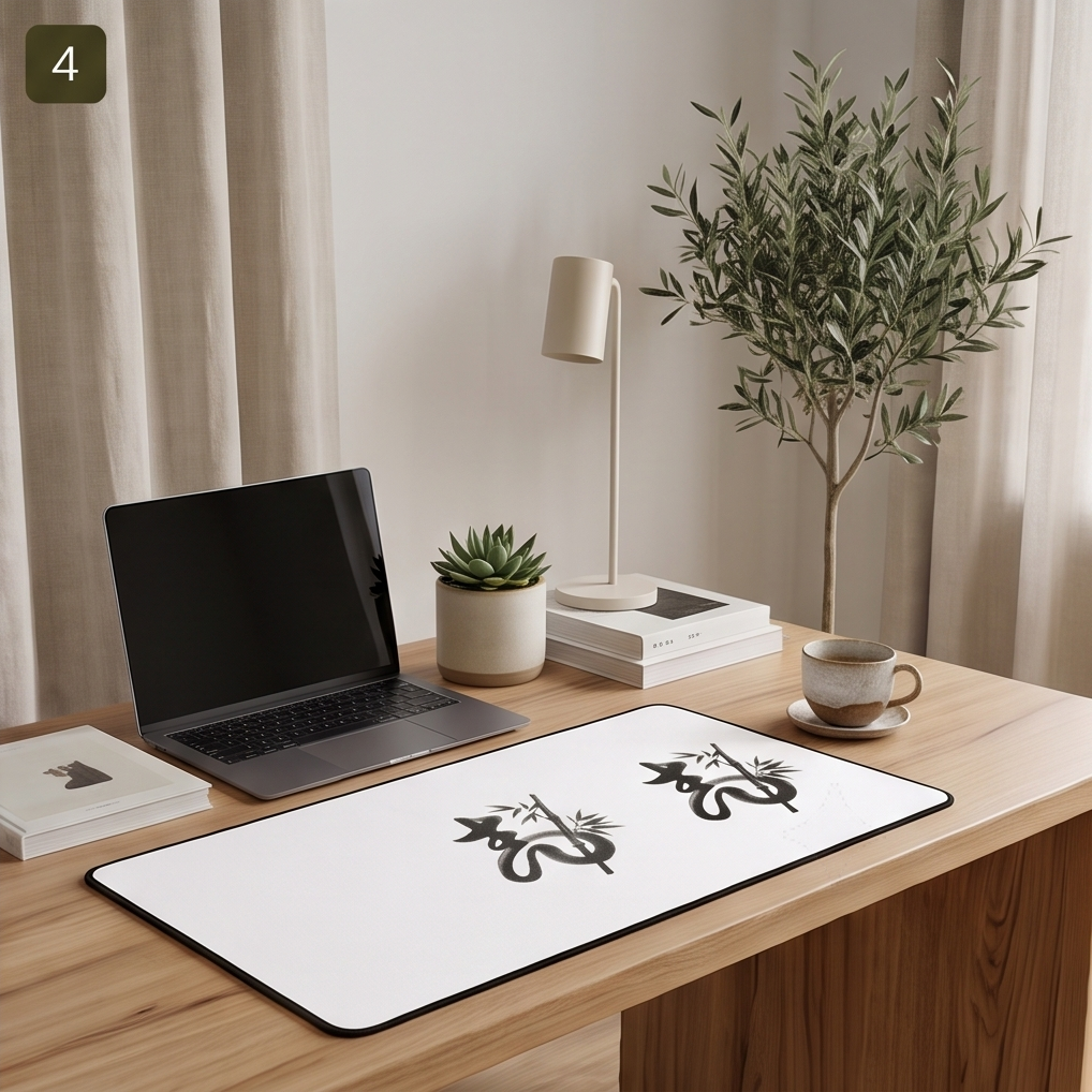 Bamboo Calligraphy Desk Mat — Zen Mousepad