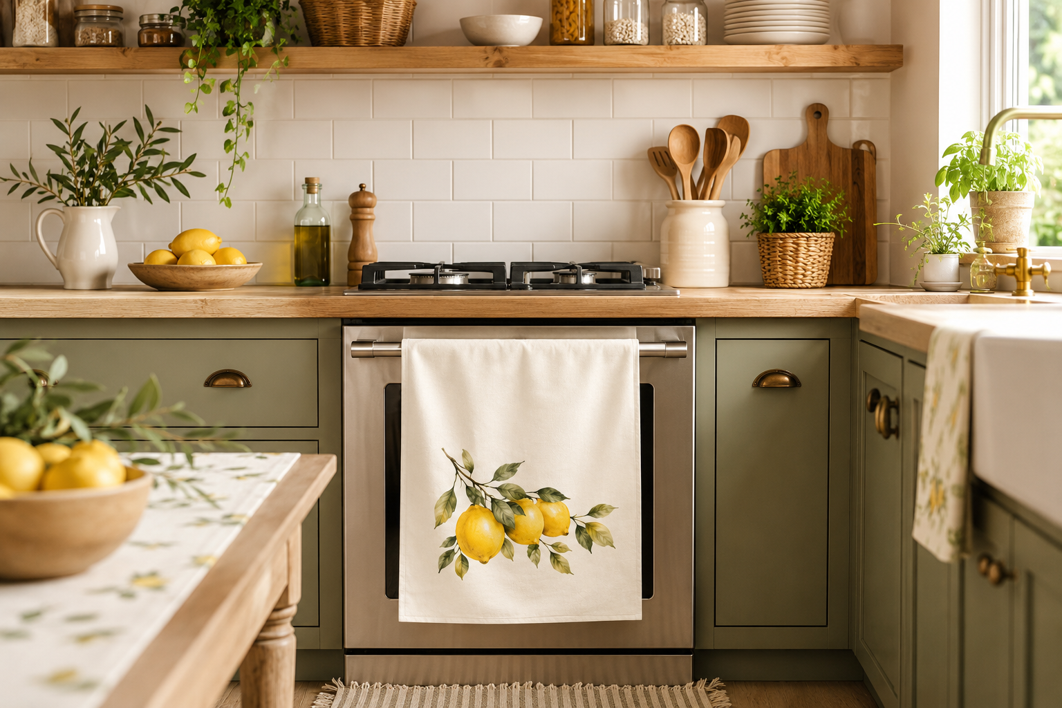 Lemon Kitchen Towel | Botanical Cotton Tea Towel