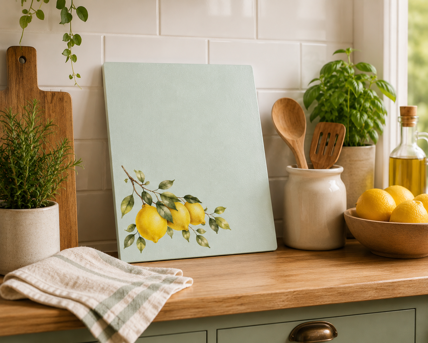 Lemon Glass Cutting Board | Botanical Kitchen Board