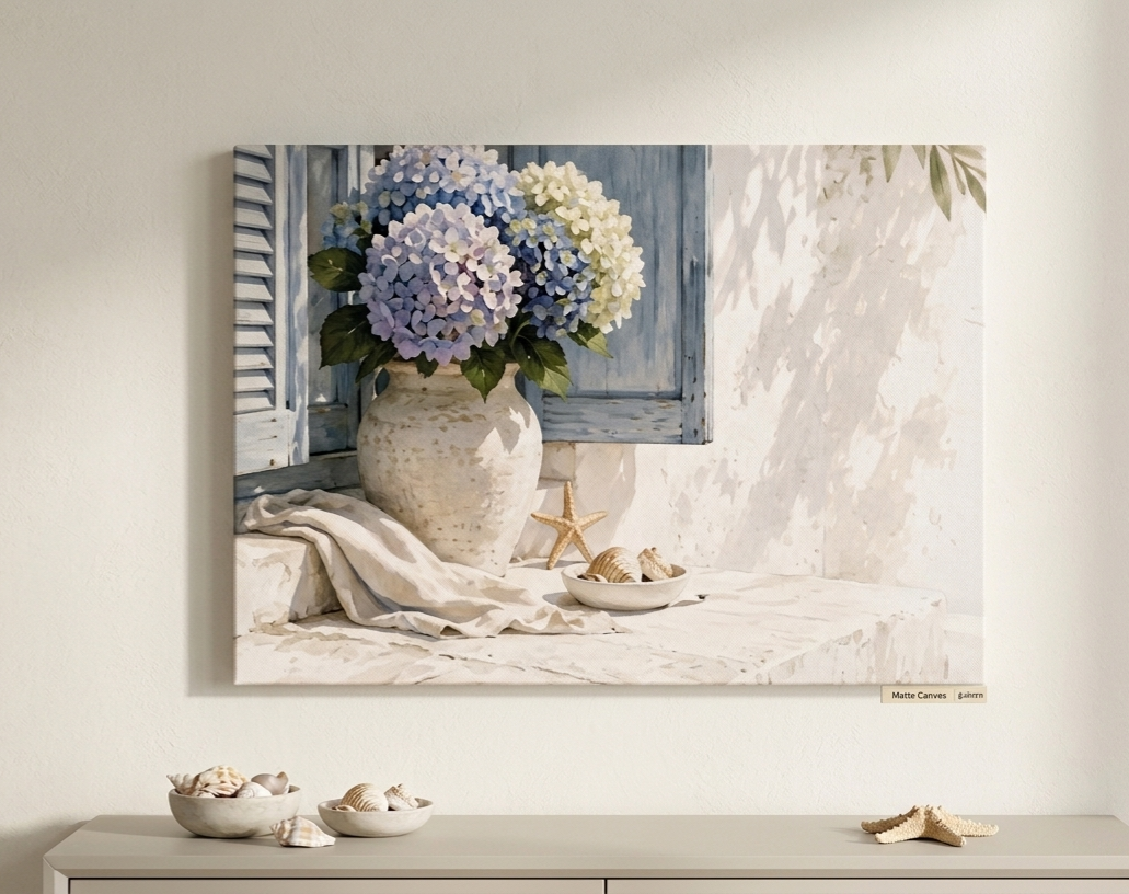 Coastal Hydrangea Canvas Wall Art — Matte Stretched 1.25"