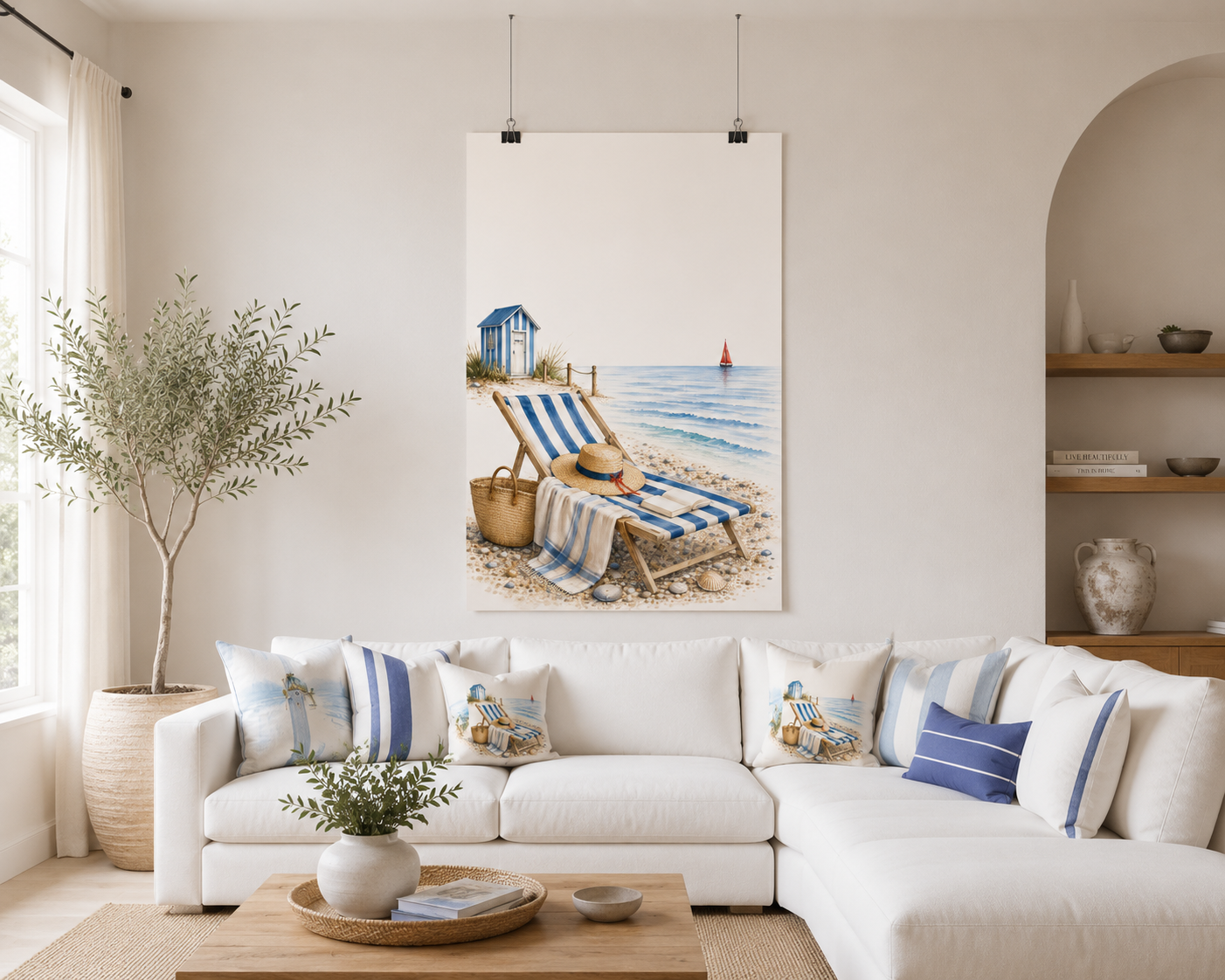 Blue & Salt Coastal Wall Art Rolled Poster | Mediterranea Minimal Beach House Decor