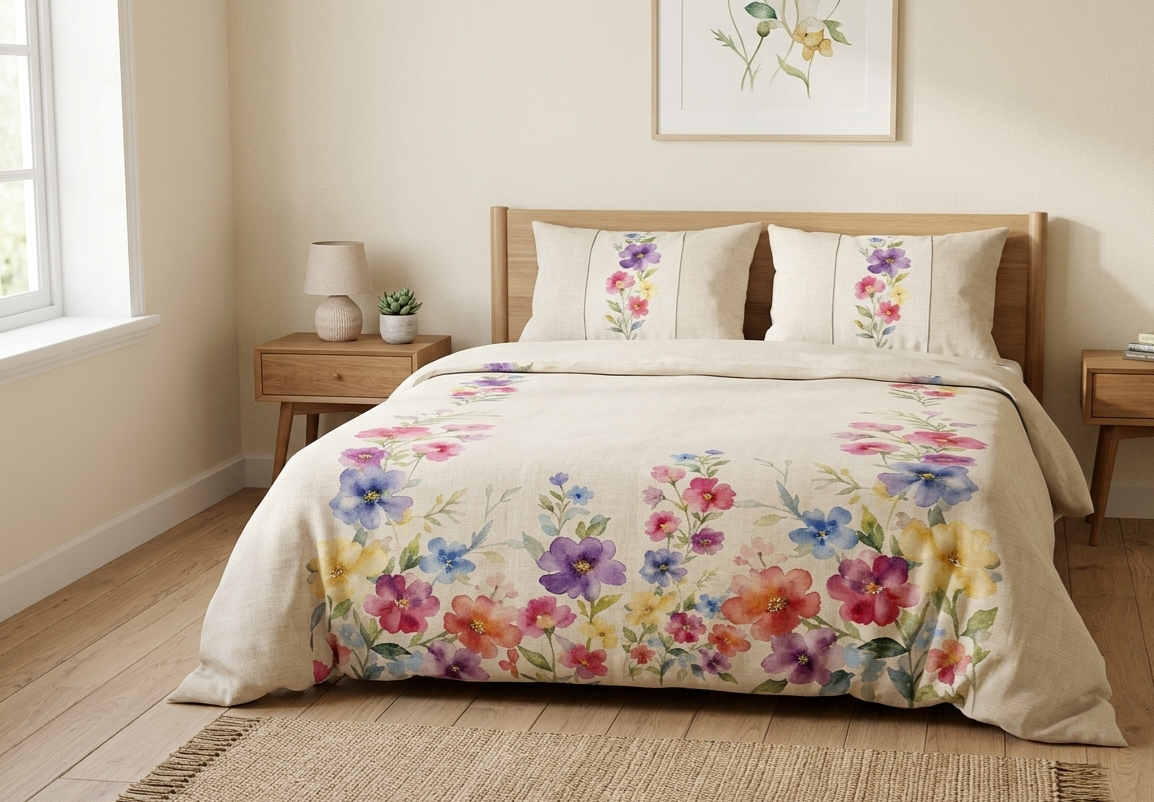 El Sueño de Catalina | Watercolor Wildflower Duvet Cover | Romantic Floral Bedroom Decor — SOLEN ART