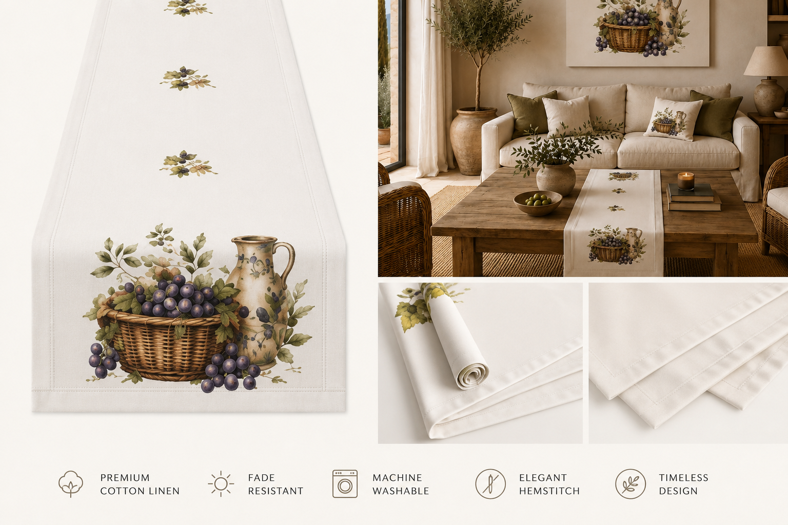 Vineyard Heritage Table Runner
