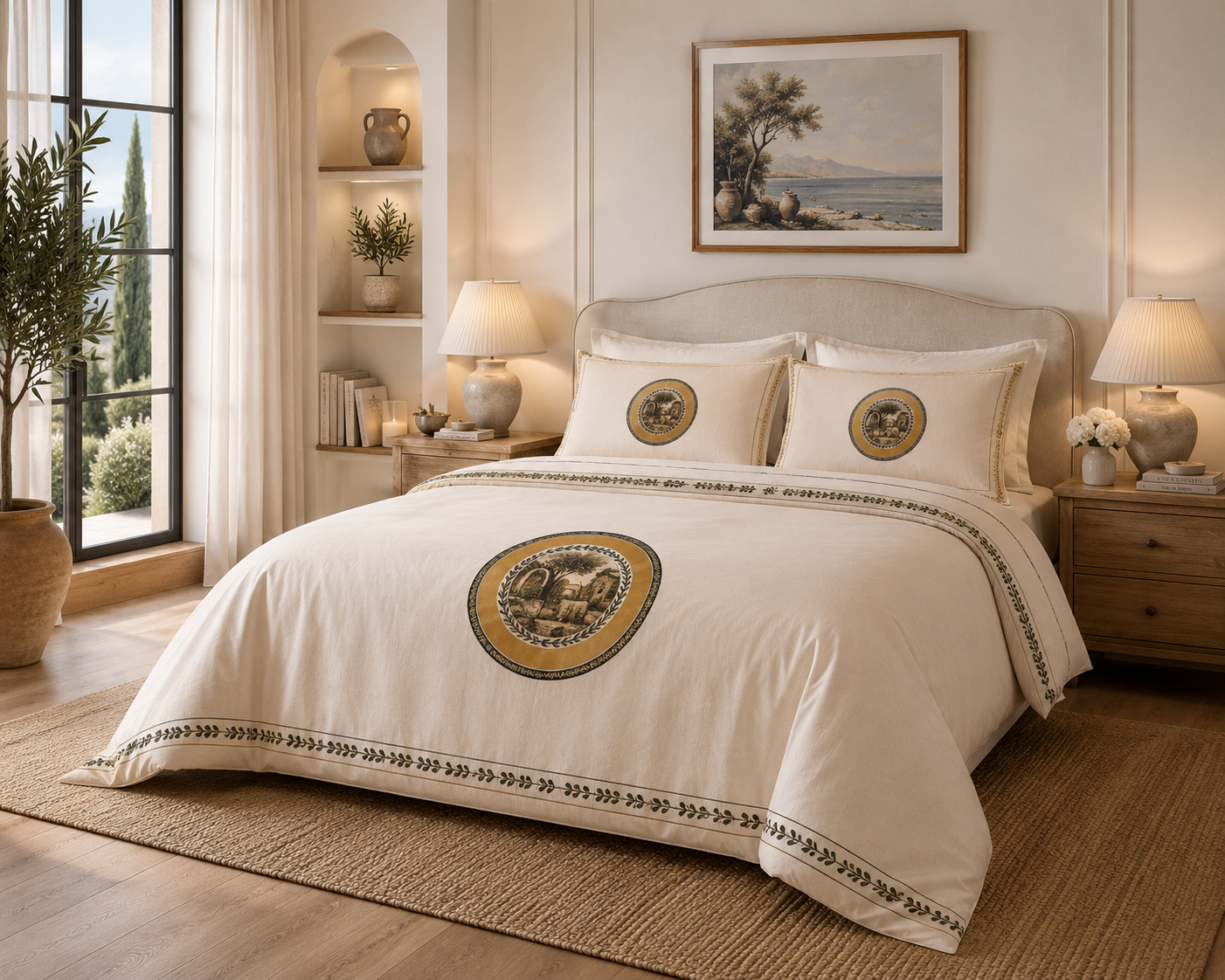 Laurel Medallion Duvet Cover Set | Country Luxury Bedding  | Twin | SOLEN ART