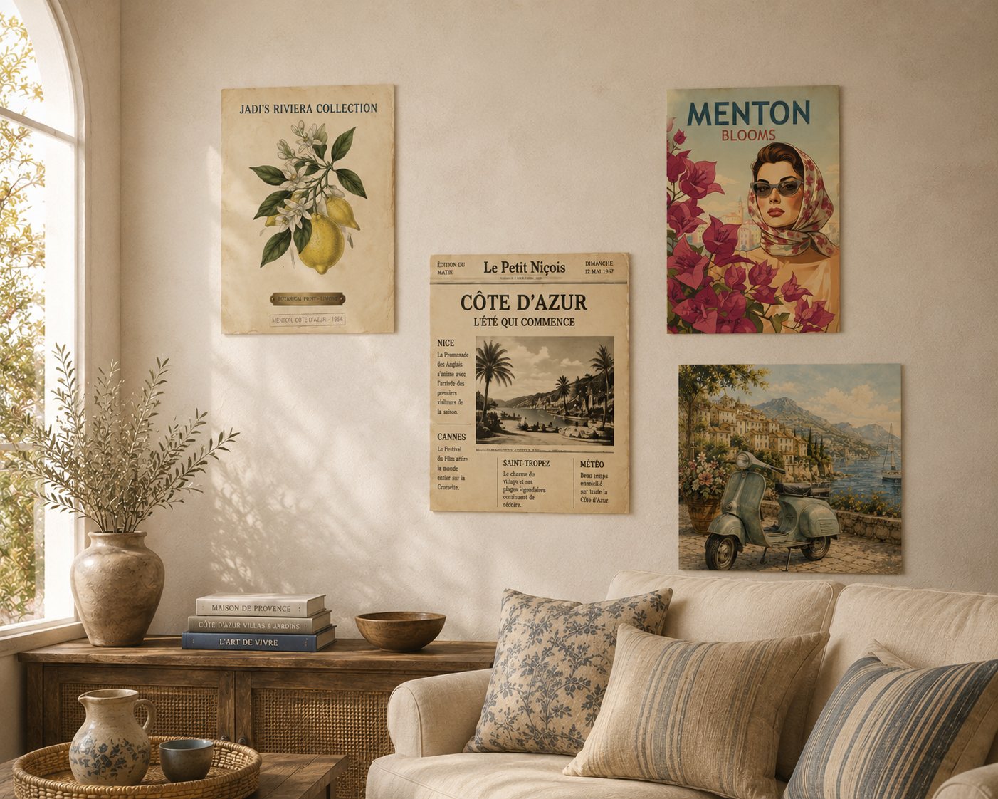 Côte d'Azur Vintage Newspaper Canvas