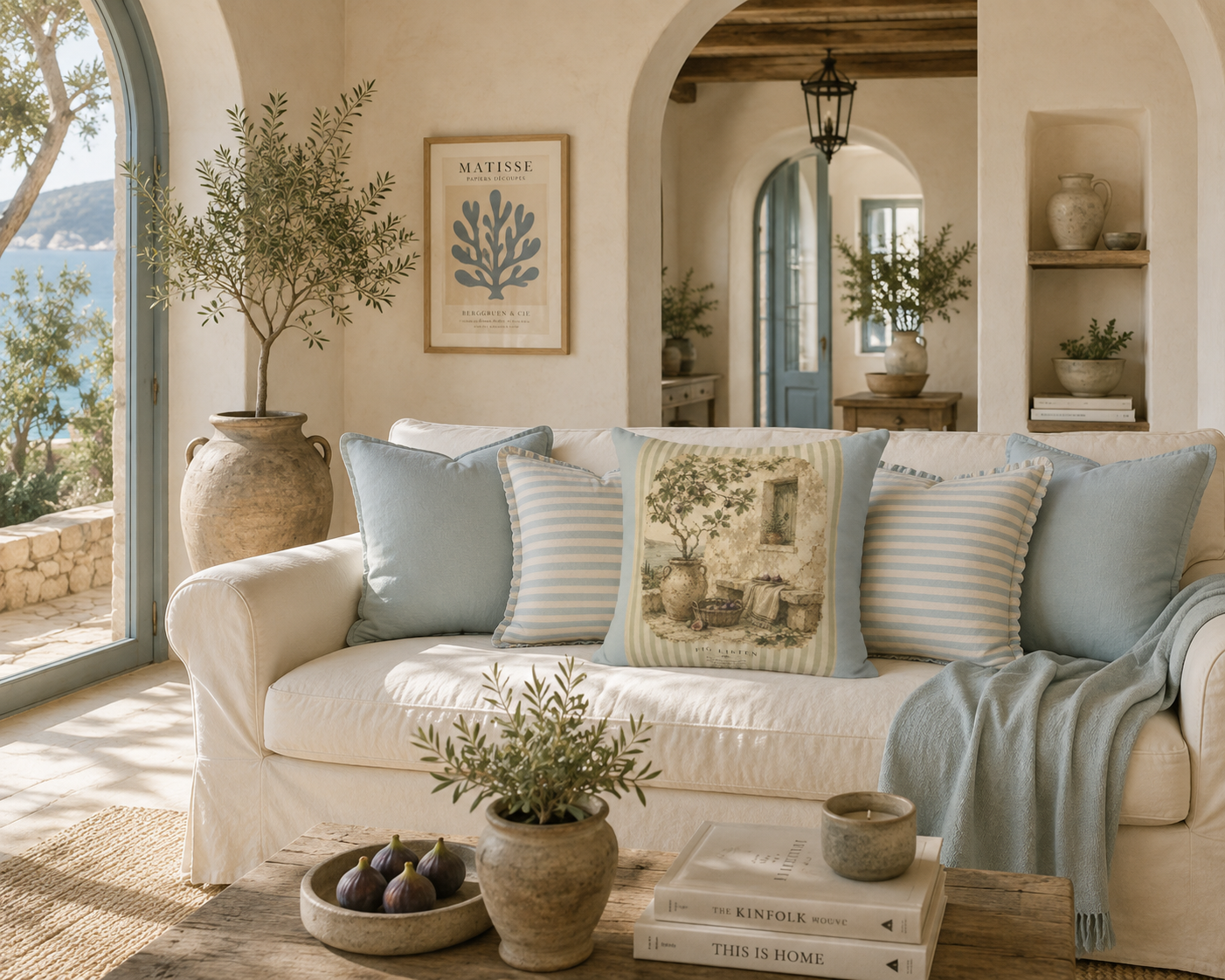 Copy of Fig Listen Throw Pillow Cover - Mediterranean Vintage Cushion - Tuscan Fig Tree Botanical Decor - Coastal Italian Farmhouse Accent Pillow - Solen