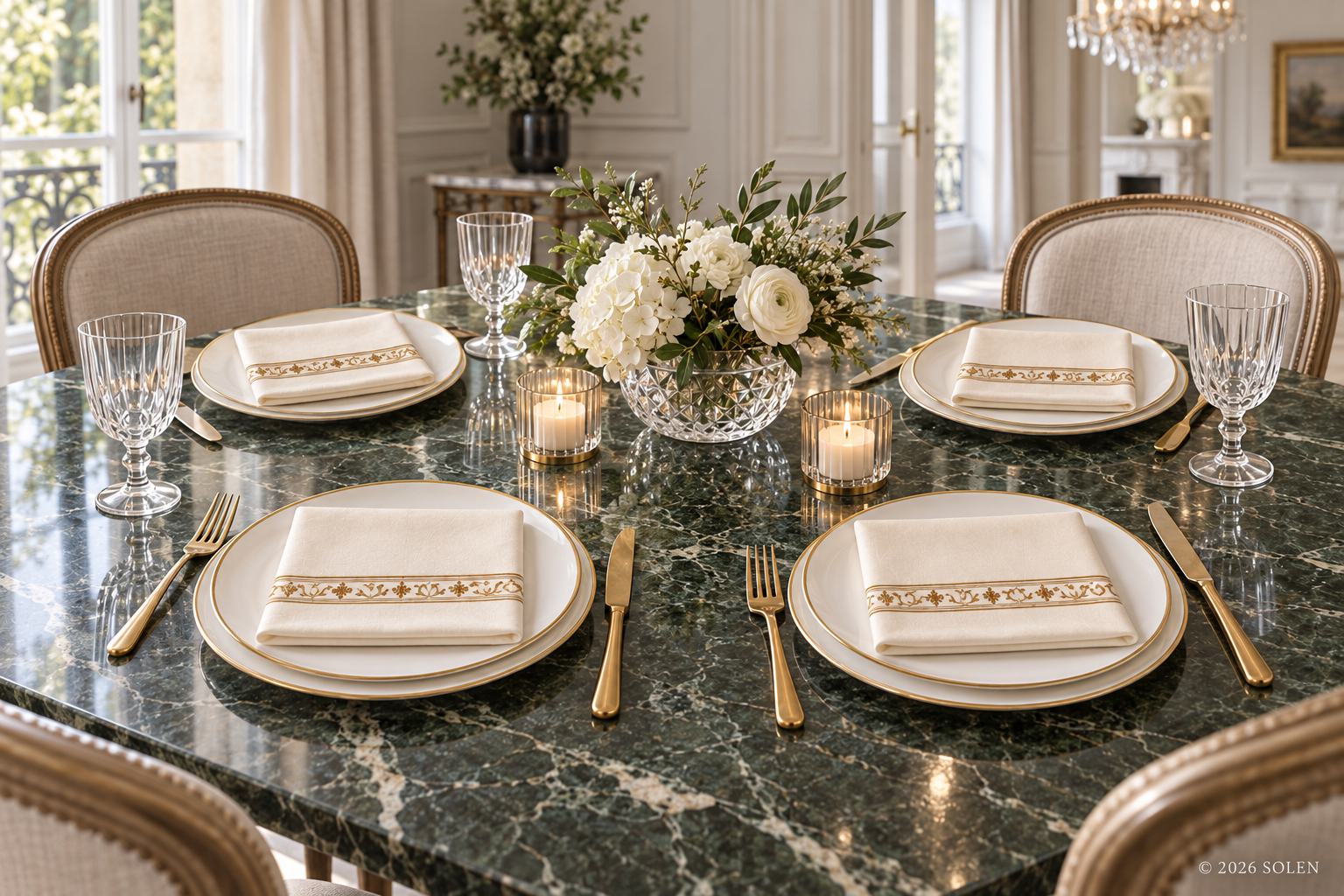Ivory and Antique Gold Napkins Set of 4, Elegant Cloth Dinner Napkins, Luxury Wedding and Thanksgiving Table Decor