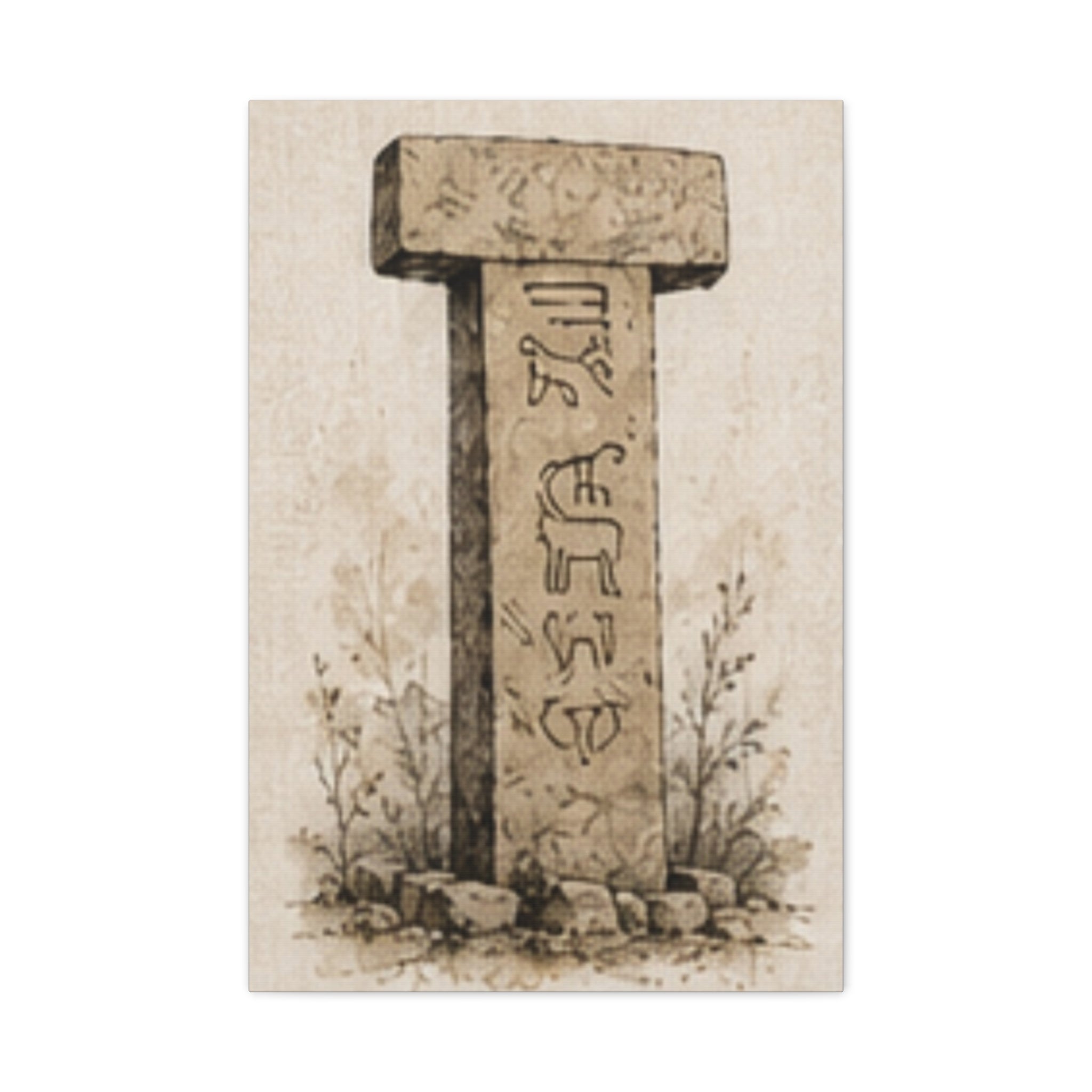 Göbeklitepe T-Pillar Canvas Wall Art, Ancient Anatolian Stone Print, Sepia Archaeology Decor, Historical Wall Art, Solen