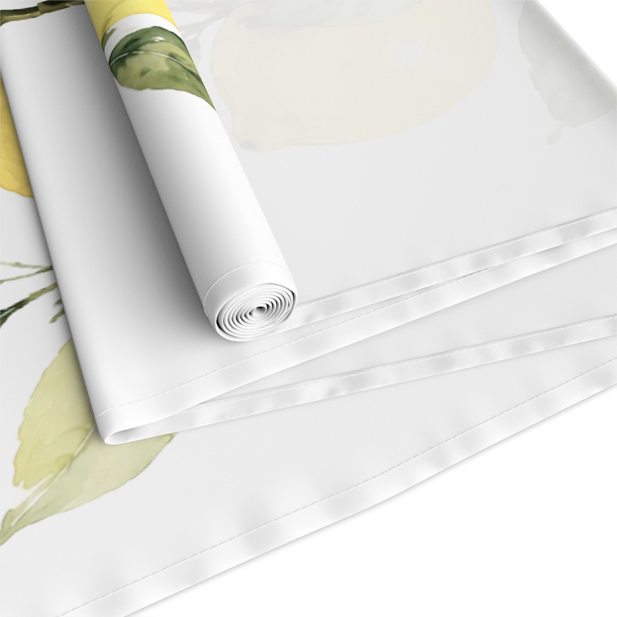 Citrus table runner in a Mediterranean farmhouse kitchen