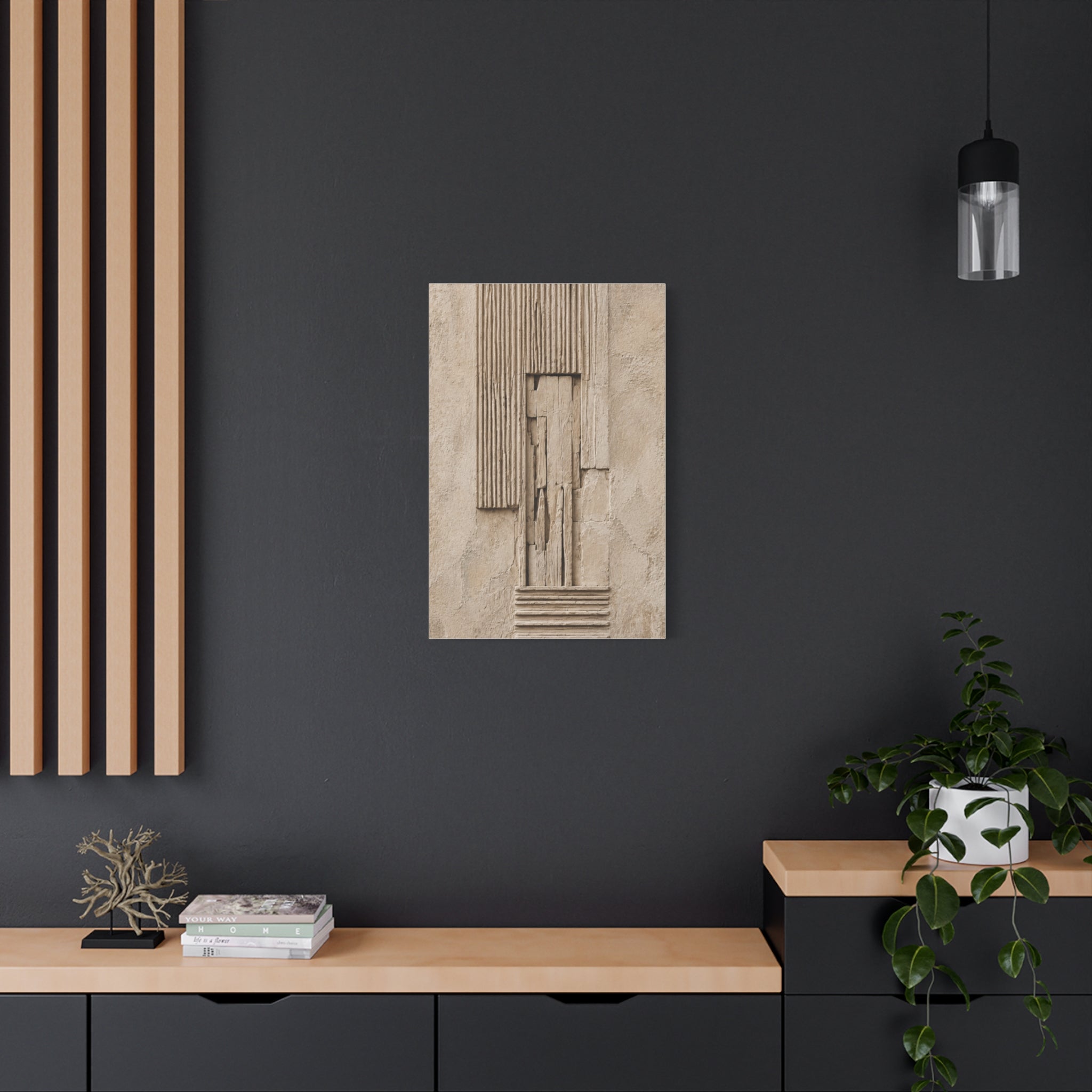 Abstract Textured Relief Canvas Wall Art, Neutral Beige Sculpture Panel Print, Modern Minimalist Decor, Organic Shape Art, Solen