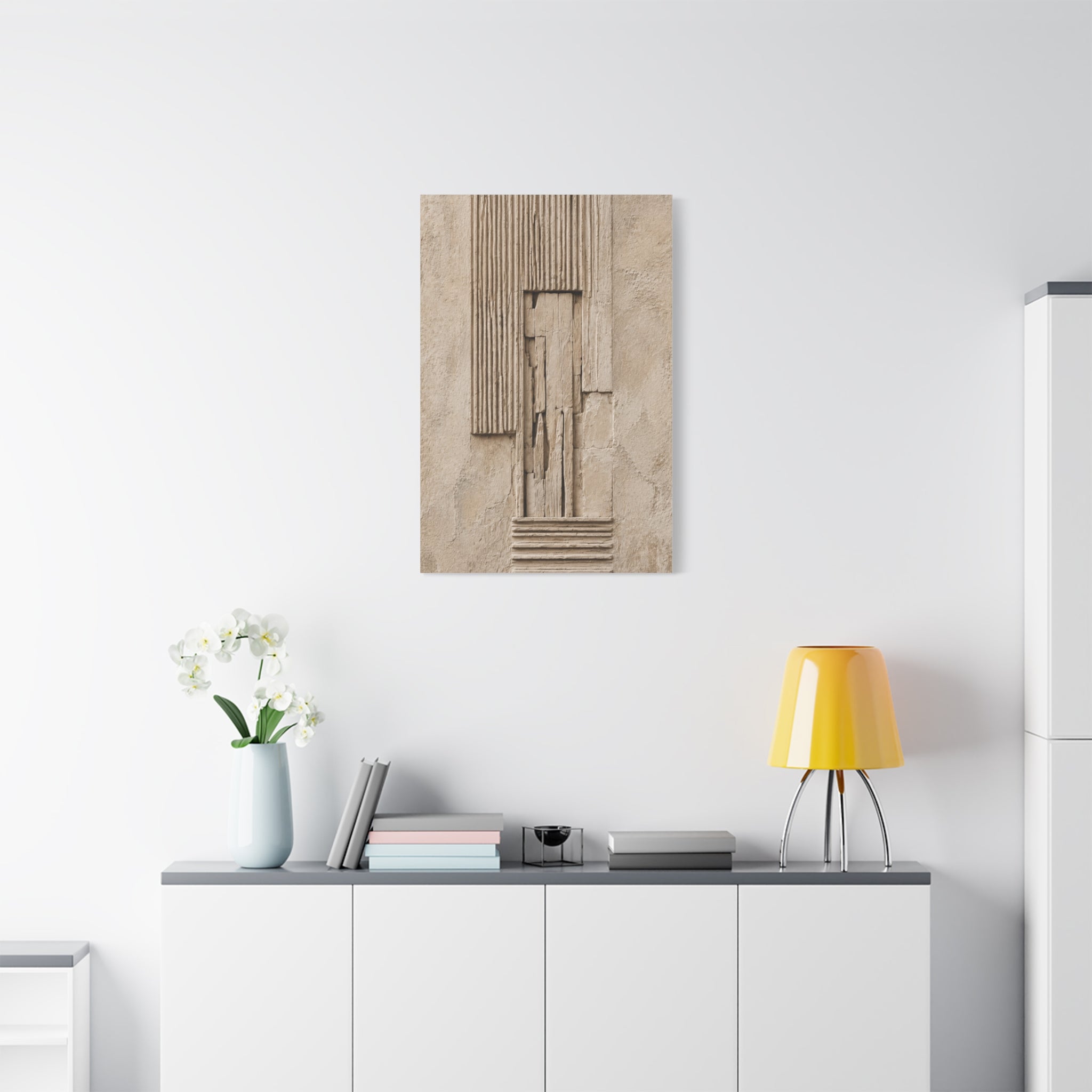 Abstract Textured Relief Canvas Wall Art, Neutral Beige Sculpture Panel Print, Modern Minimalist Decor, Organic Shape Art, Solen