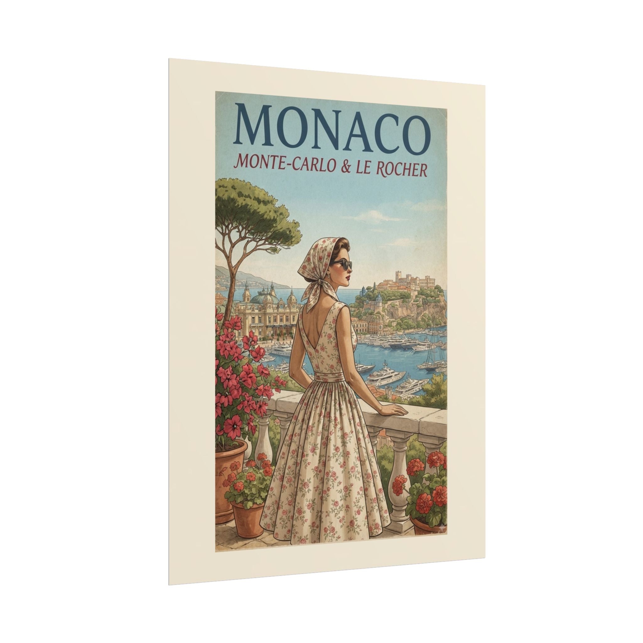 Monaco Poster, Vintage Riviera Travel Print, Monte Carlo Wall Art, Retro French Riviera Poster, Mid Century Travel Art, Solen
