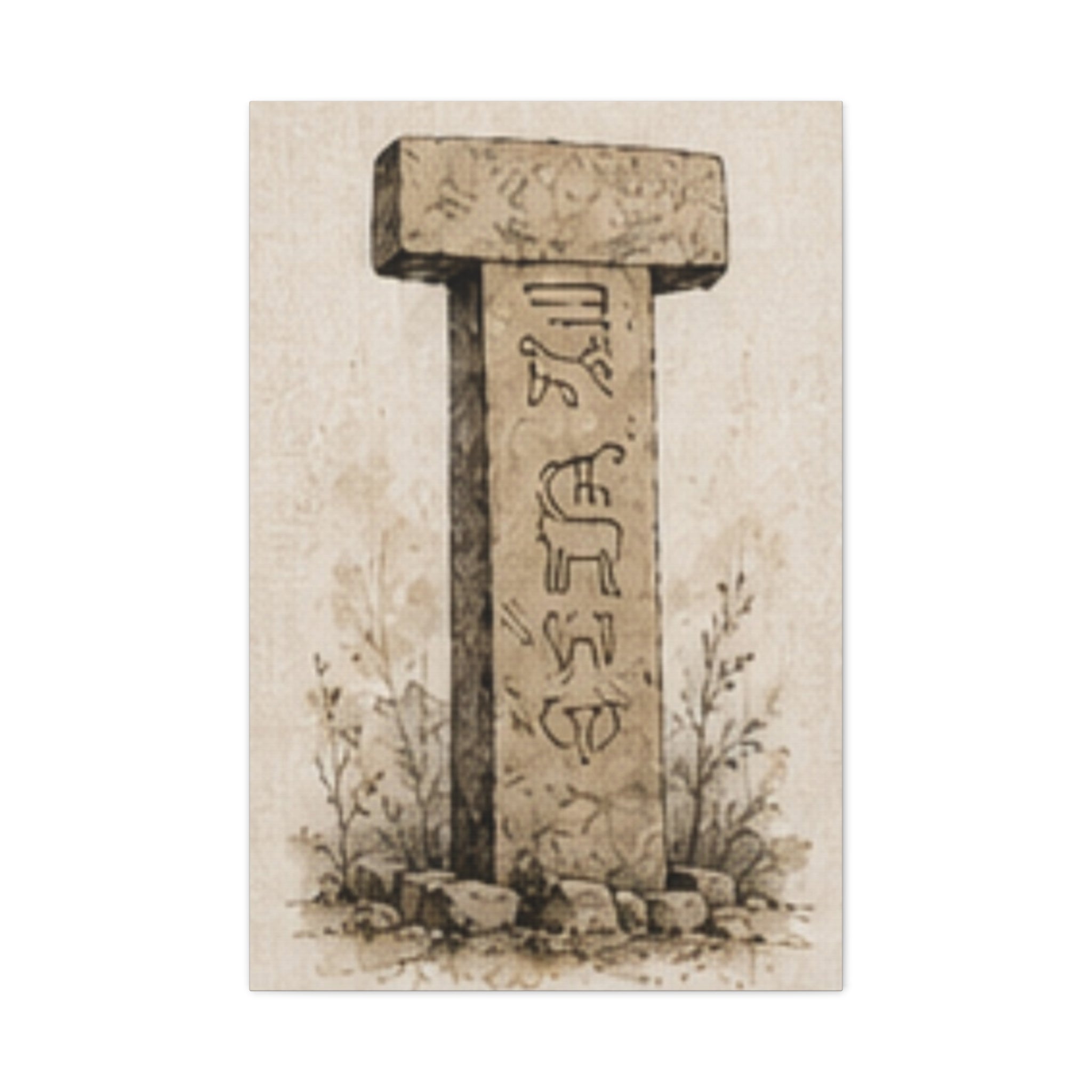 Göbeklitepe T-Pillar Canvas Wall Art, Ancient Anatolian Stone Print, Sepia Archaeology Decor, Historical Wall Art, Solen