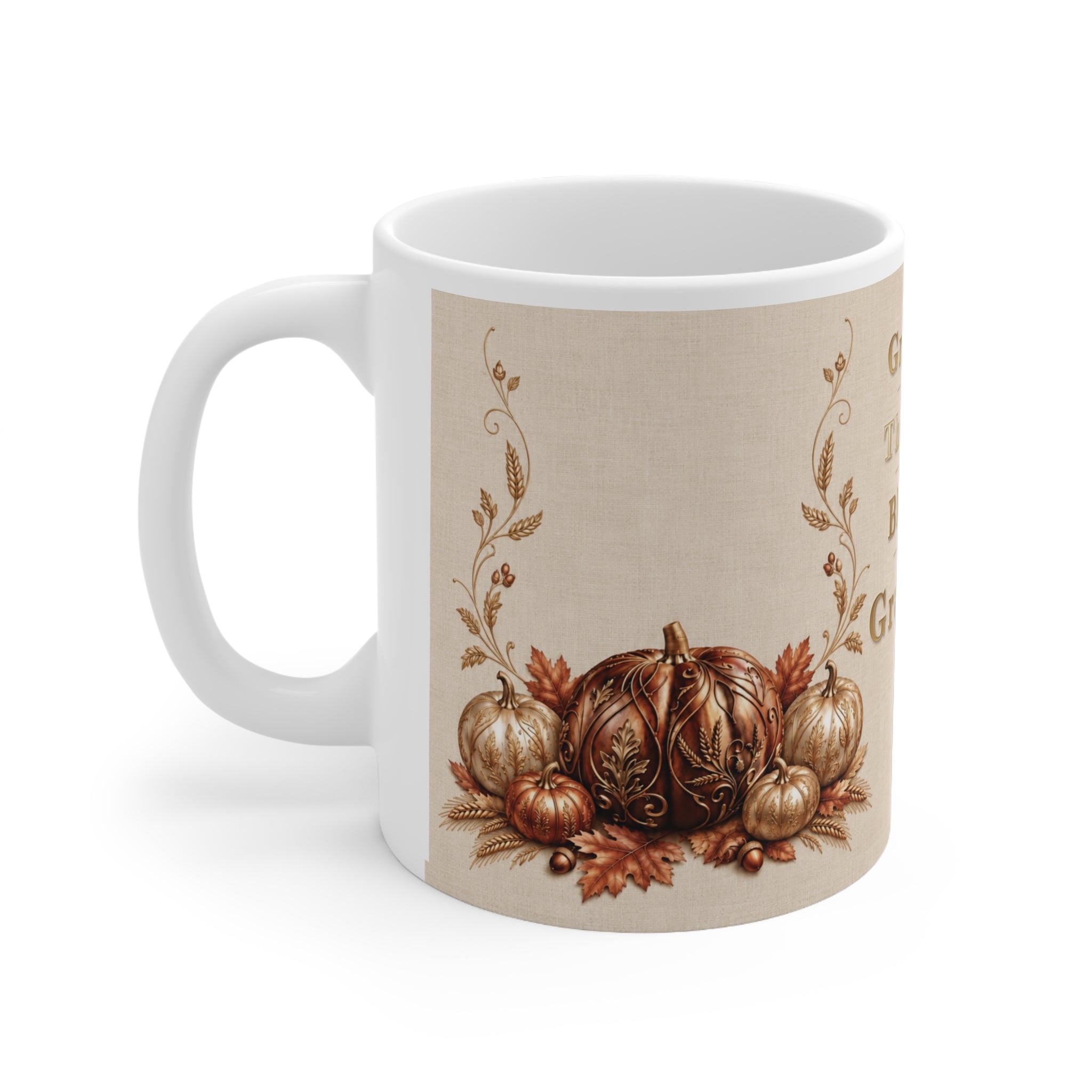 Grateful Thankful Blessed Grandma Mug, Thanksgiving Gift for Grandma, Pumpkin Fall Coffee Mug, Vintage Autumn Ceramic Cup