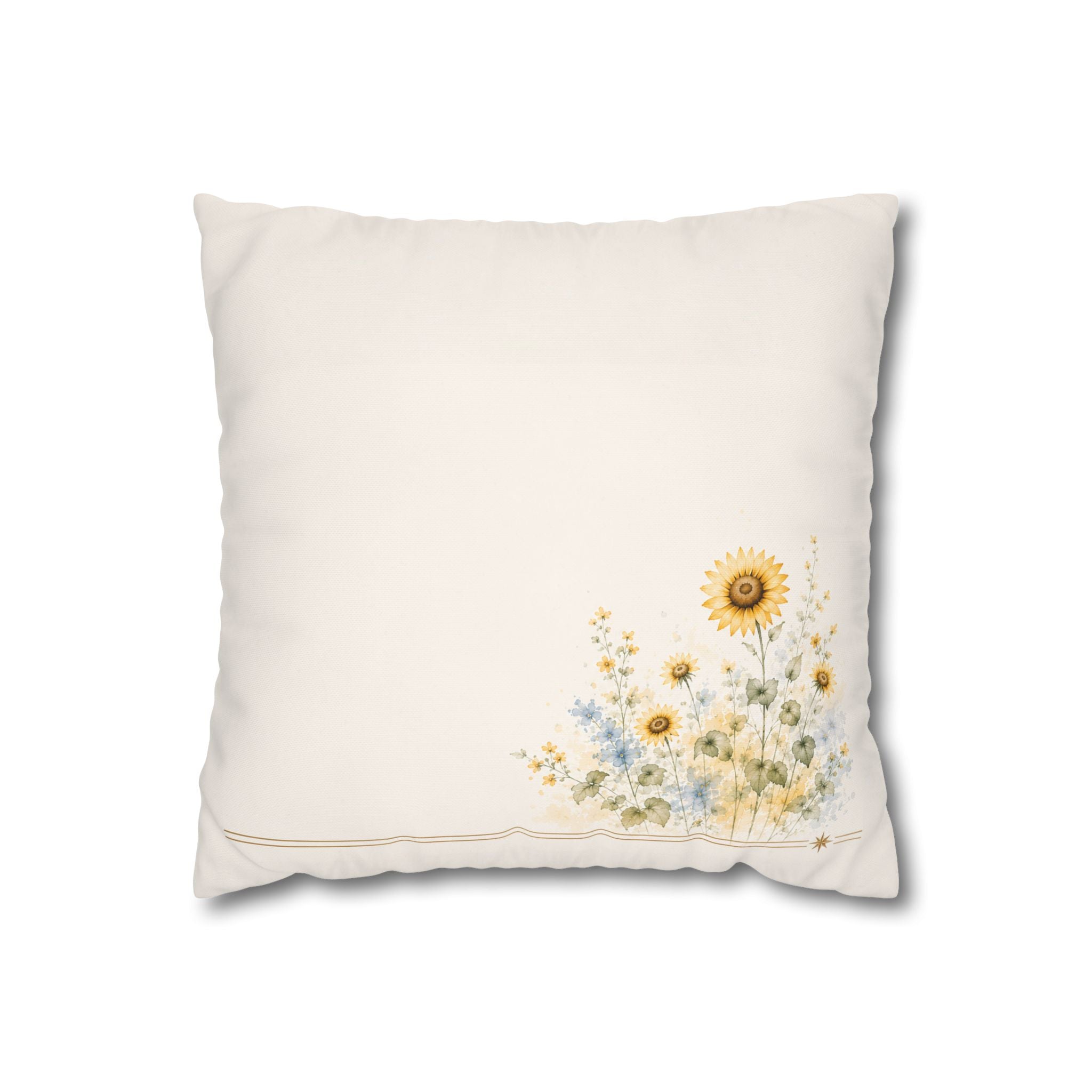 Sunlit Courtyard Throw Pillow, Watercolor Sunflower Decorative Cushion, Botanical Farmhouse Accent Pillow, Solen