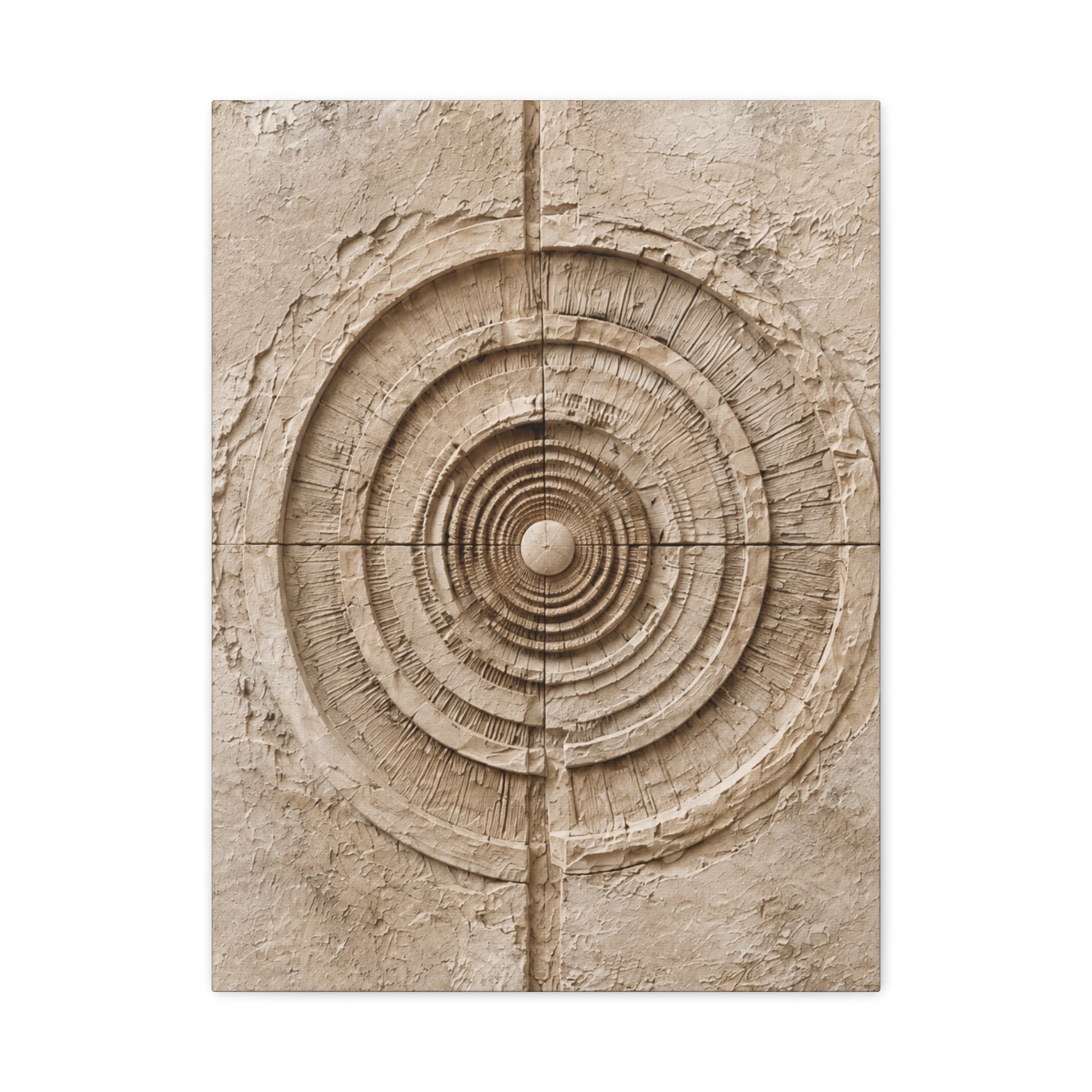 Textured Target Canvas Wall Art, Rustic Concentric Rings Print, Neutral Abstract Decor, Earthy Minimalist Wall Art, Solen