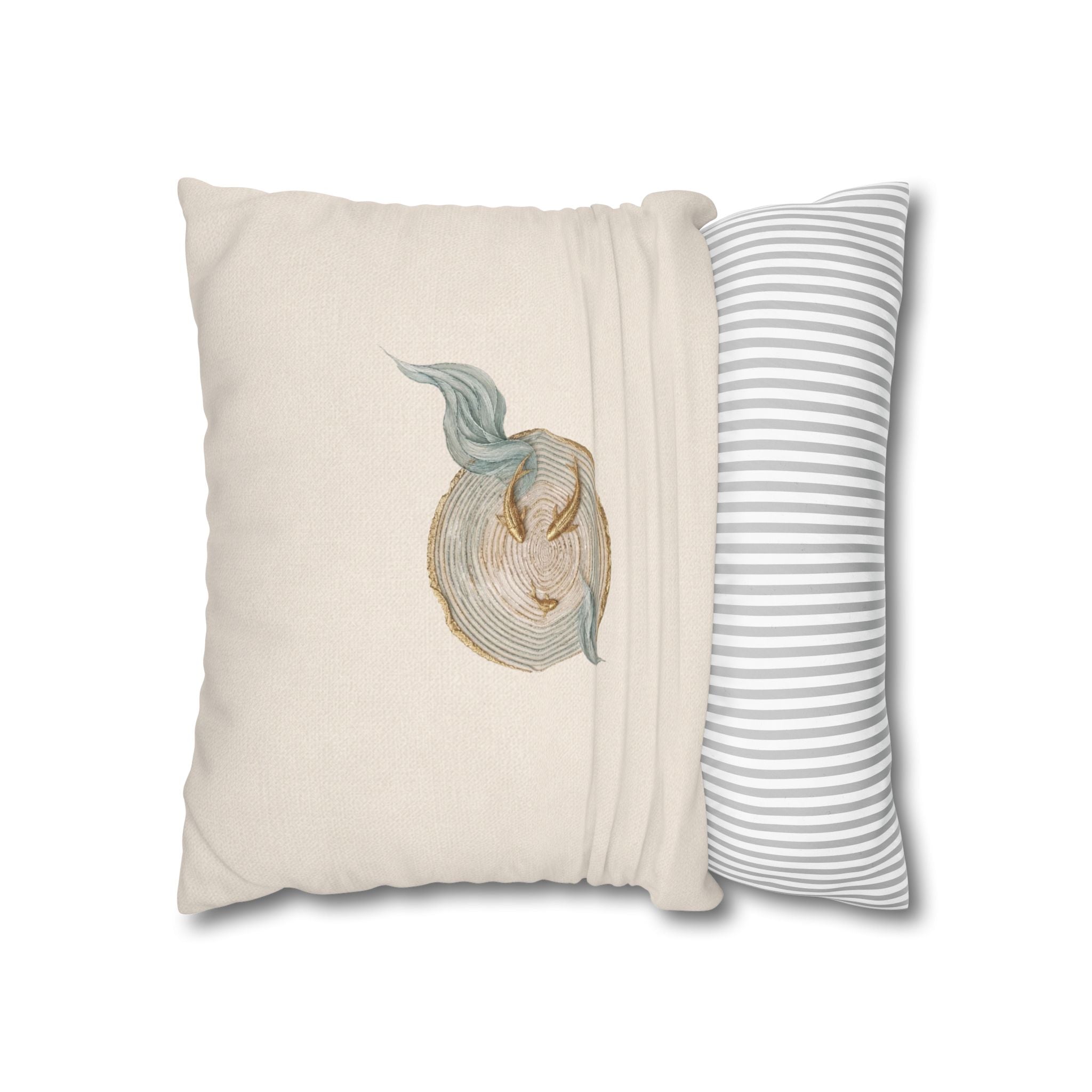 Heritage Medallion Embroidered Pillow Cover, Ivory Cotton with Blue & Gold Crest Detail, French Country Decor, Solen