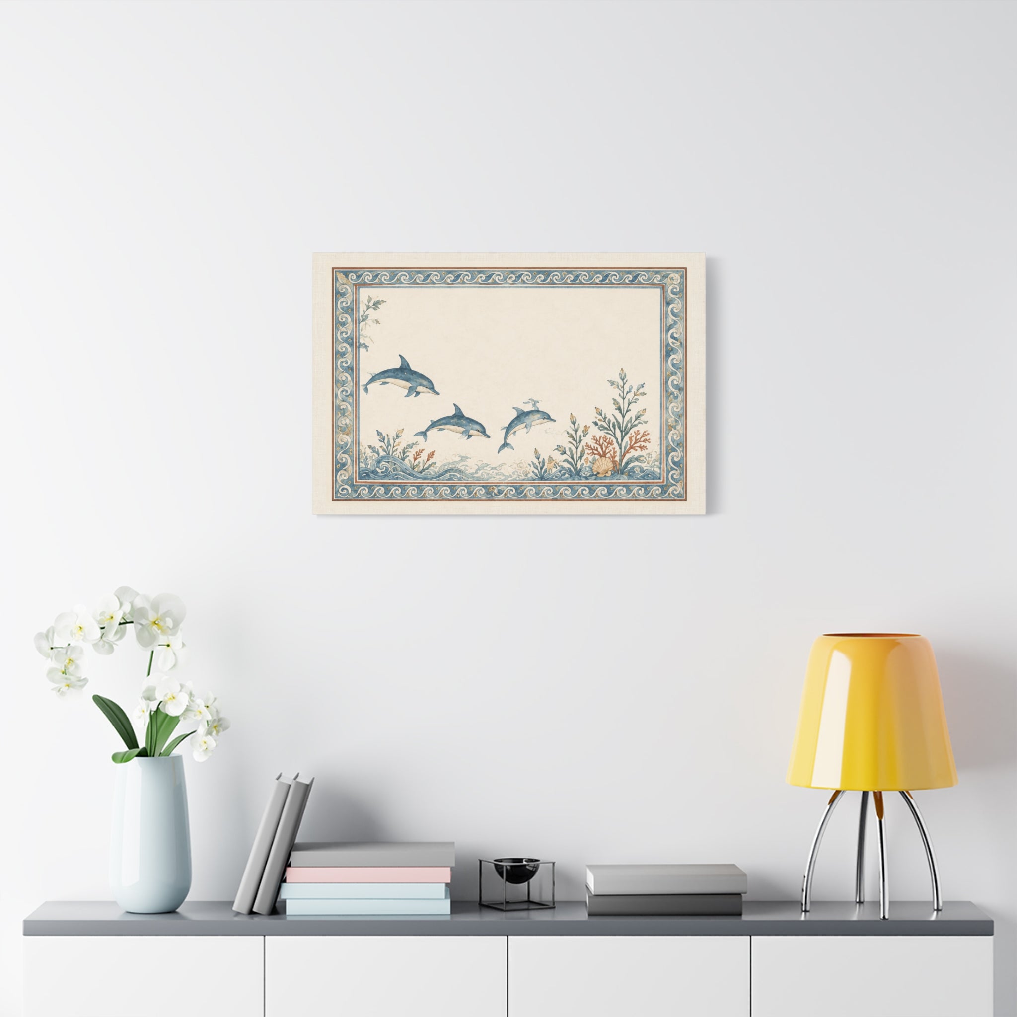 Mediterranean Dolphin Coastal Wall Art | Vintage Ocean Botanical Print | Solen