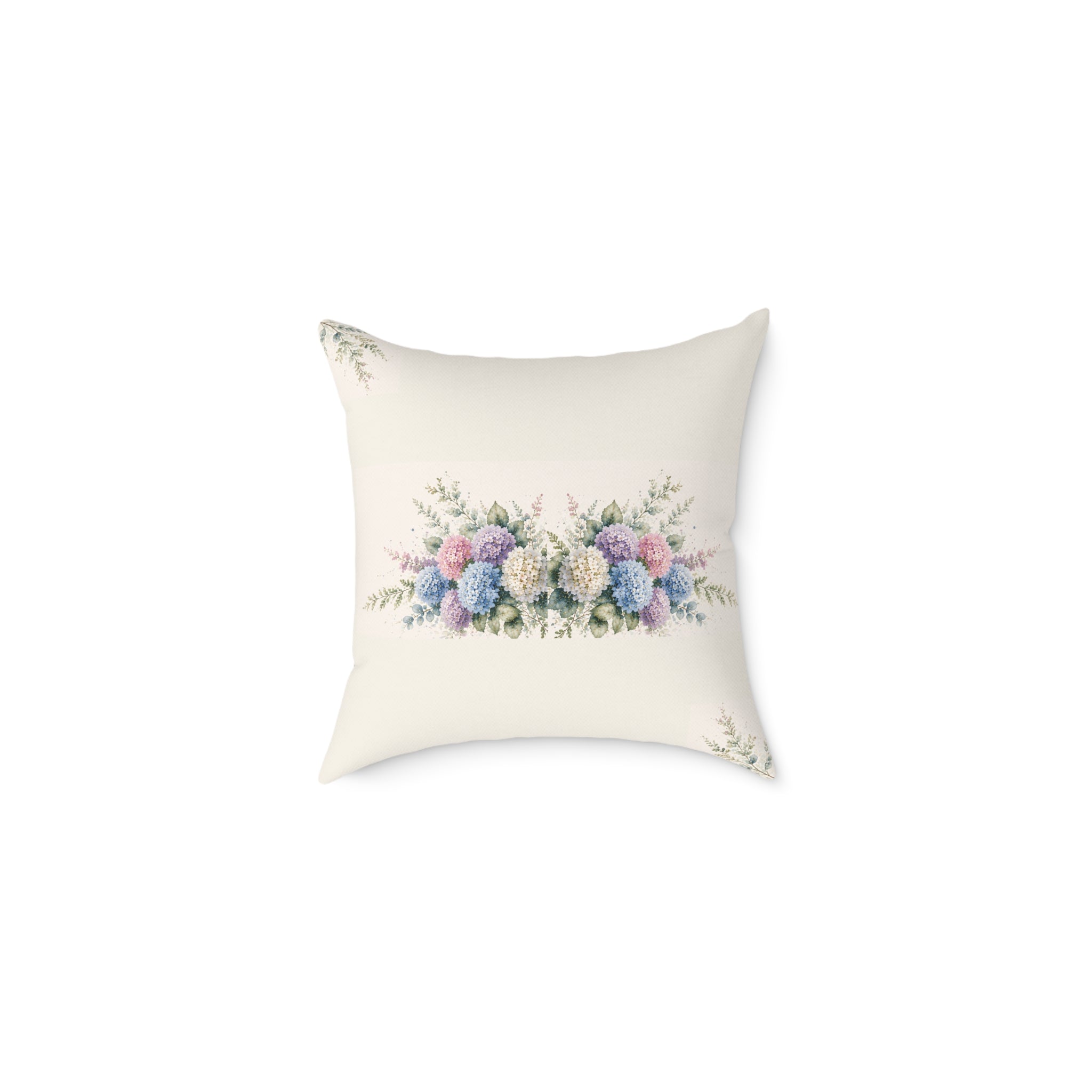 Hydrangea Dream Pillow, Watercolor Mediterranean Floral Cushion, Solen