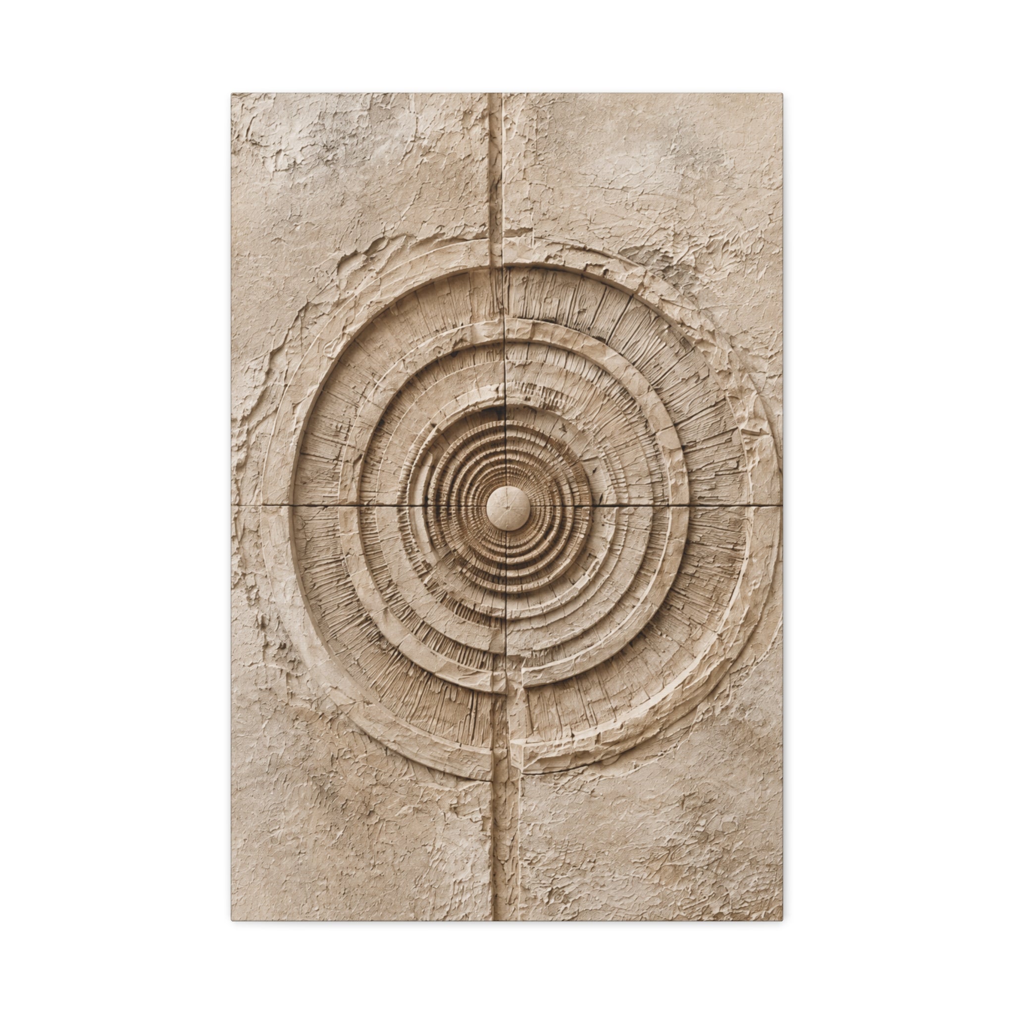 Textured Target Canvas Wall Art, Rustic Concentric Rings Print, Neutral Abstract Decor, Earthy Minimalist Wall Art, Solen