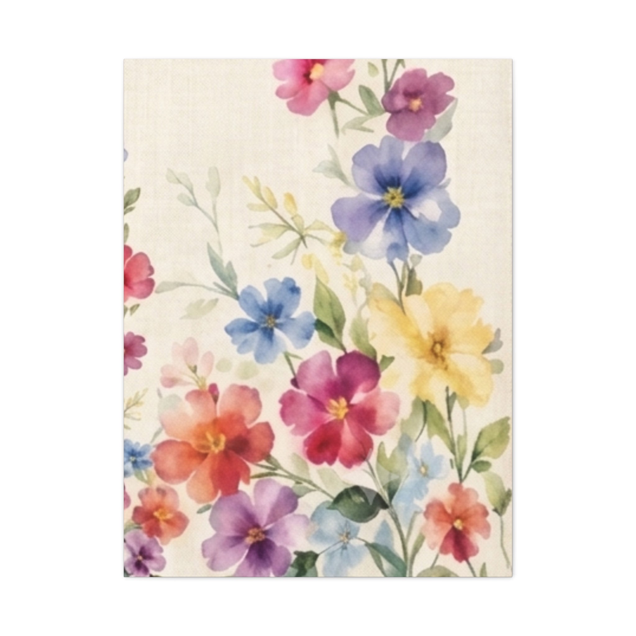 Wildflower Days Floral Canvas Wall Art, Watercolor Cottagecore Print, Meadow Flower Bedroom Decor, Botanical Spring Art, Solen