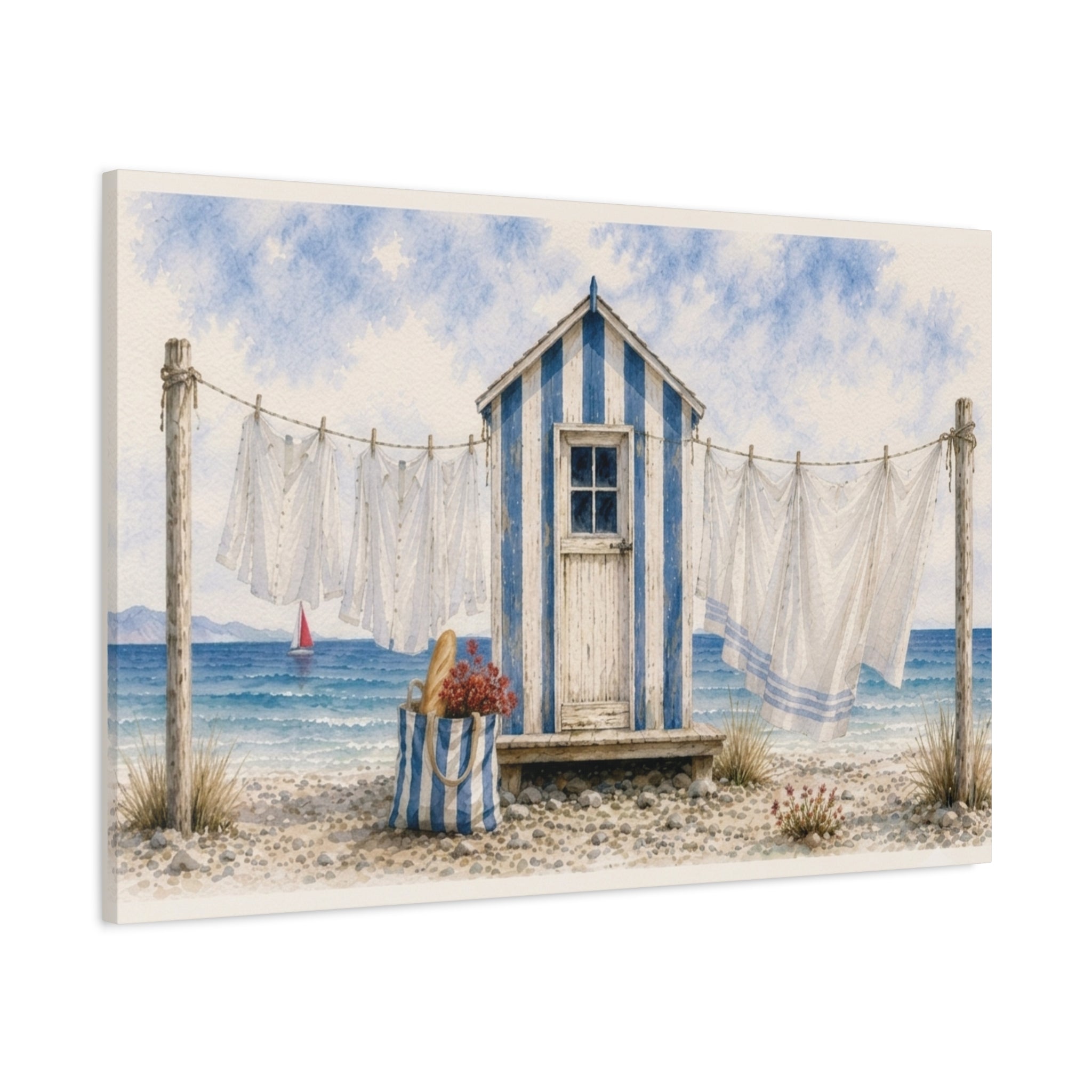 Blue & Salt Coastal Wall Art | Mediterranean Beach Cottage Watercolor Print — SOLEN ART