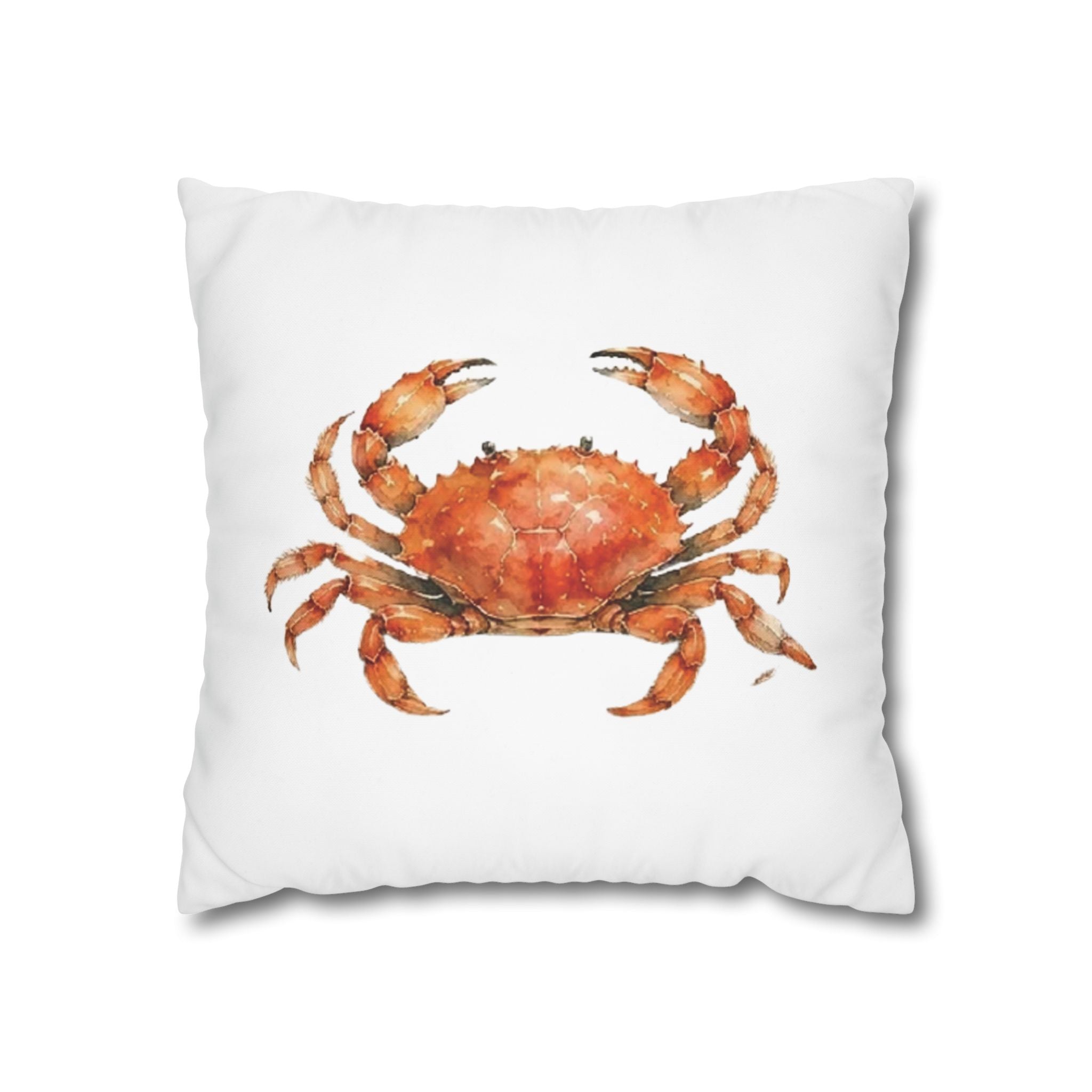 Crab Watercolor Throw Pillowcase — Coastal Beach Home Decor - Solen