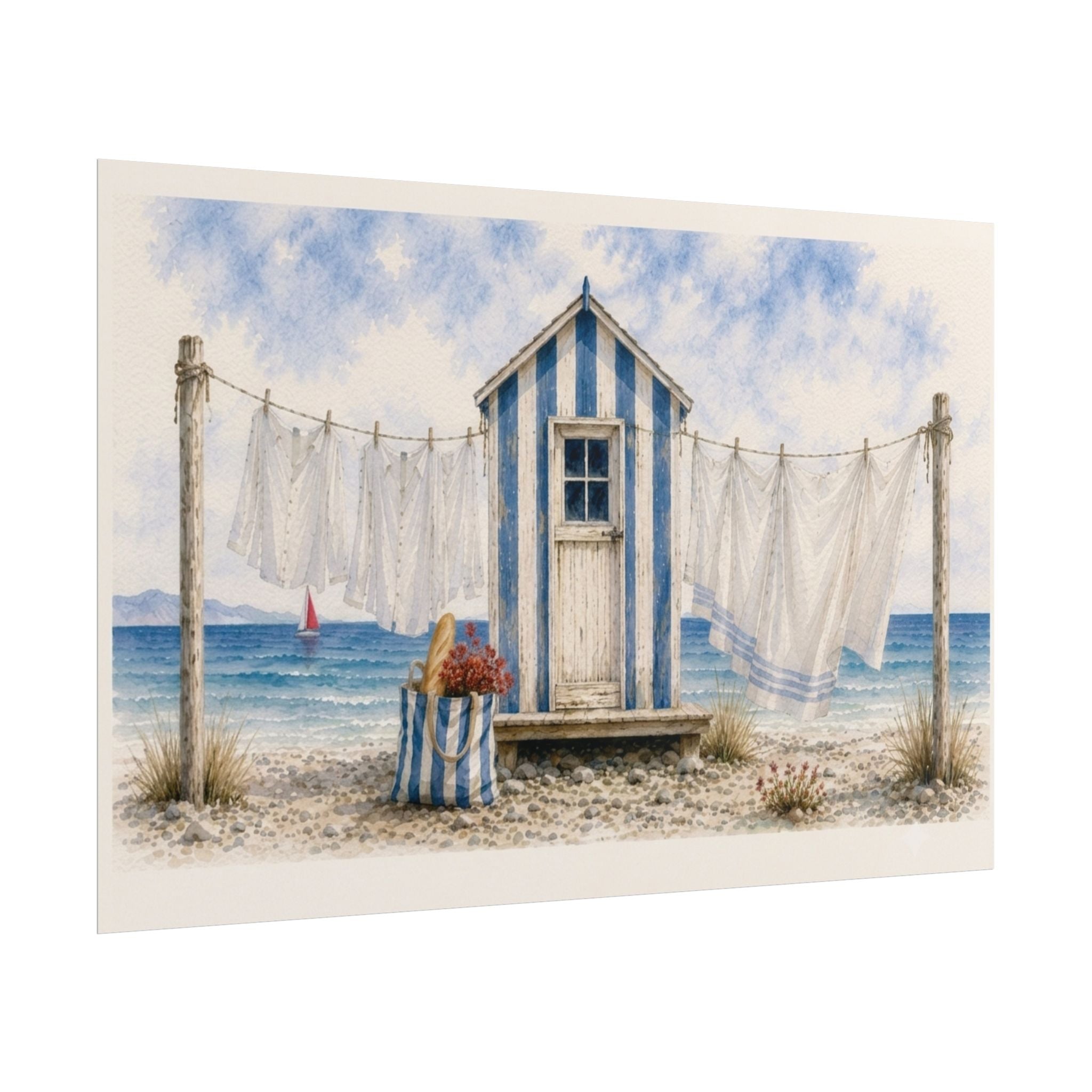 Blue & Salt Coastal Wall Art Mockup | Beach Cottage Watercolor | SOLEN ART