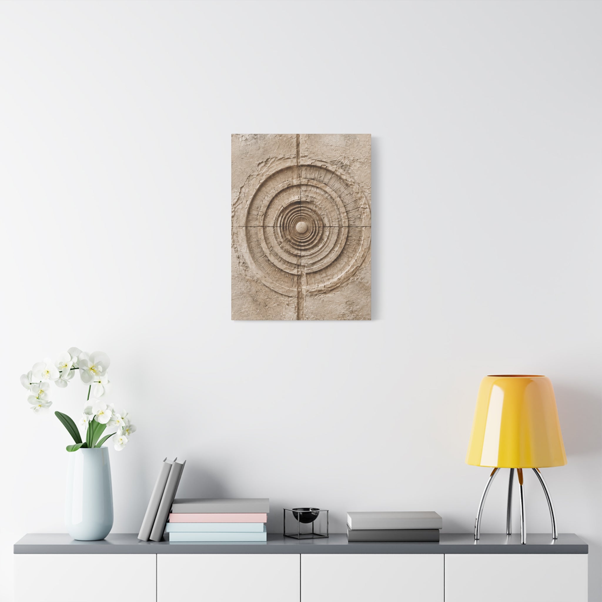 Textured Target Canvas Wall Art, Rustic Concentric Rings Print, Neutral Abstract Decor, Earthy Minimalist Wall Art, Solen