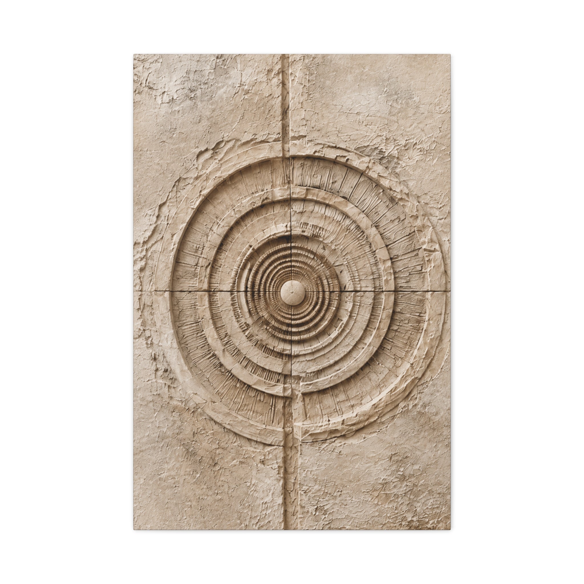 Textured Target Canvas Wall Art, Rustic Concentric Rings Print, Neutral Abstract Decor, Earthy Minimalist Wall Art, Solen
