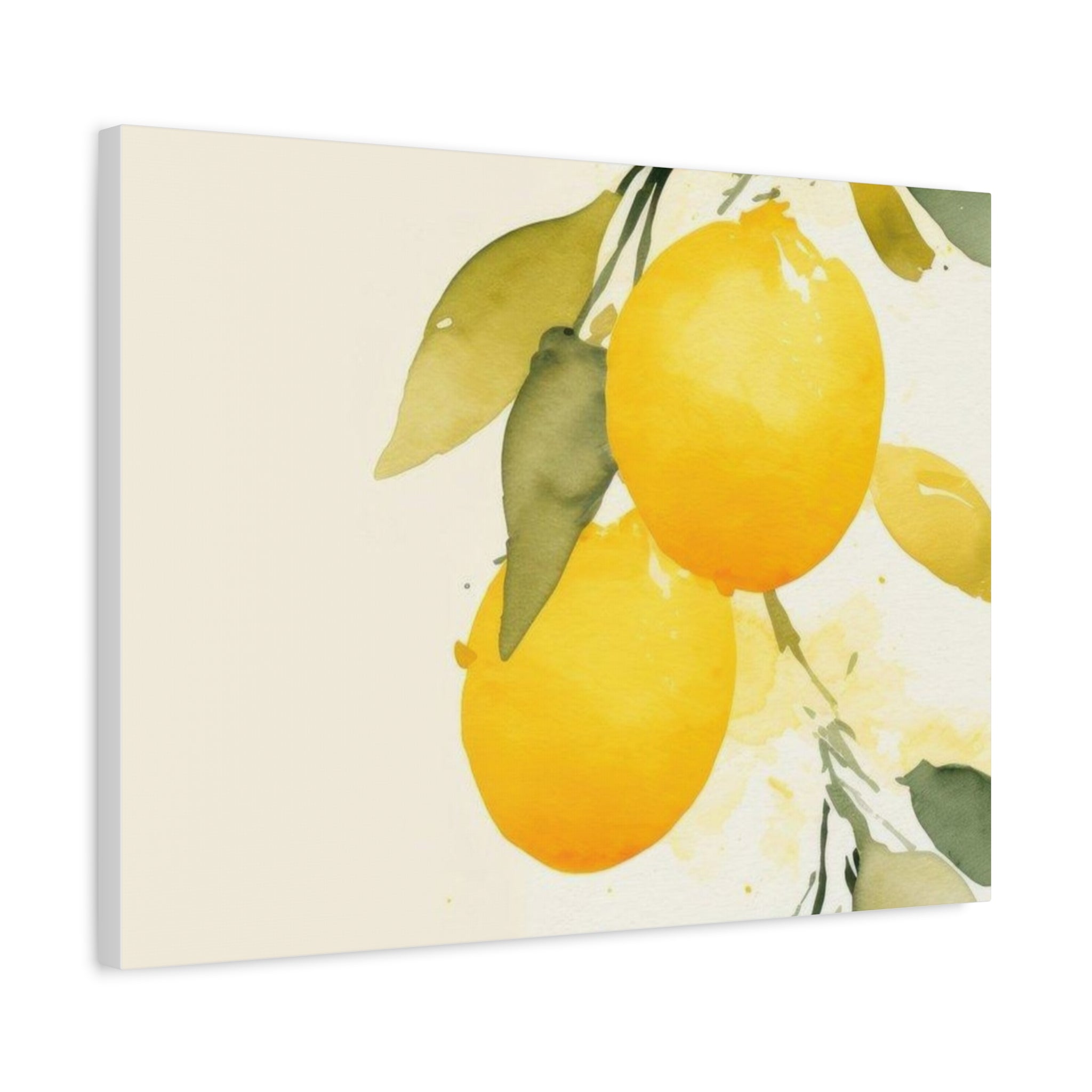 Lemon Botanical Canvas Wall Art, Mediterranean Citrus Print, Yellow Lemon Kitchen Decor, Watercolor Fruit Wall Art, Solen