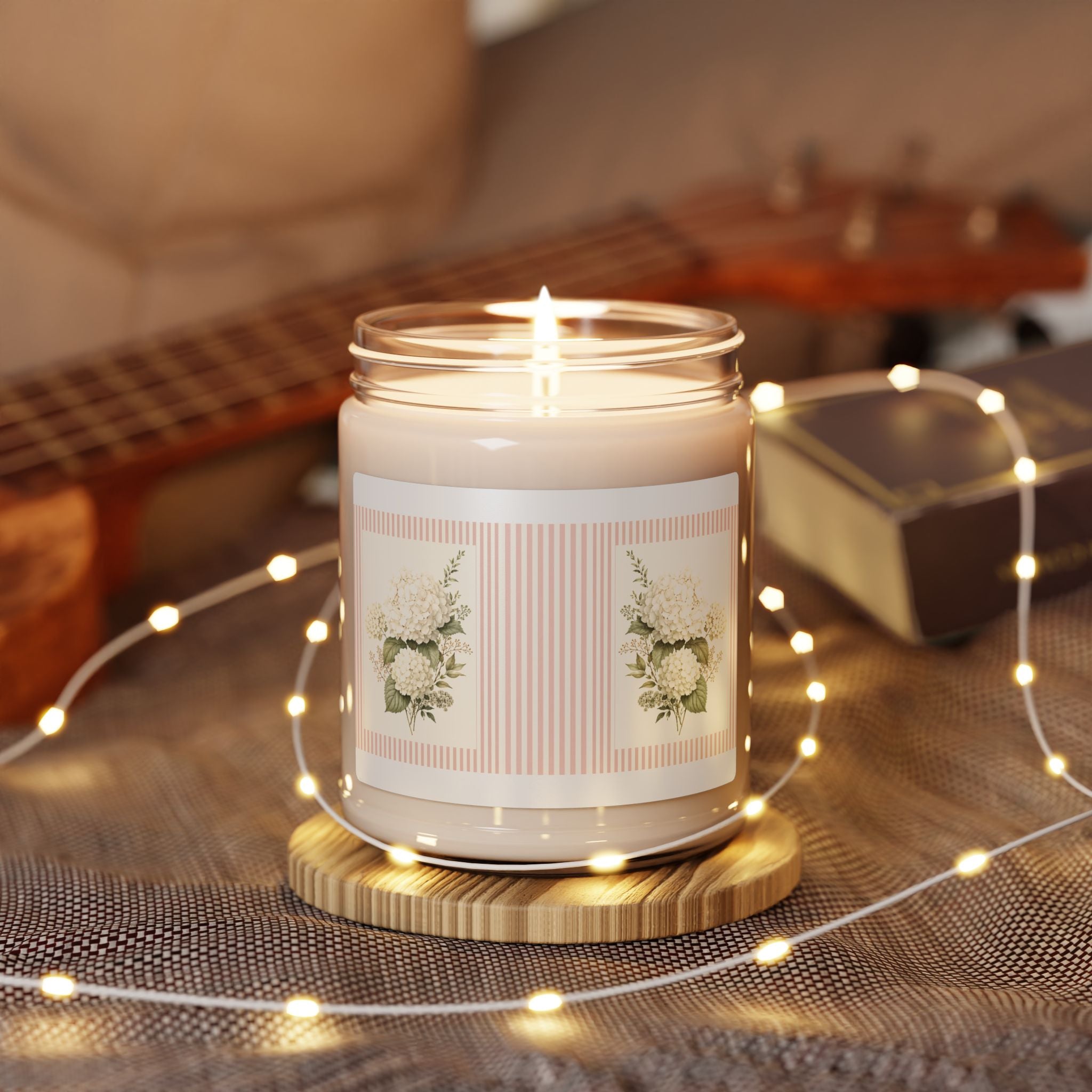 Hydrangea Vintage Soy Candle 9oz, Blue Floral Scented Jar Candle, Botanical Home Fragrance, Cottagecore Gift, Solen