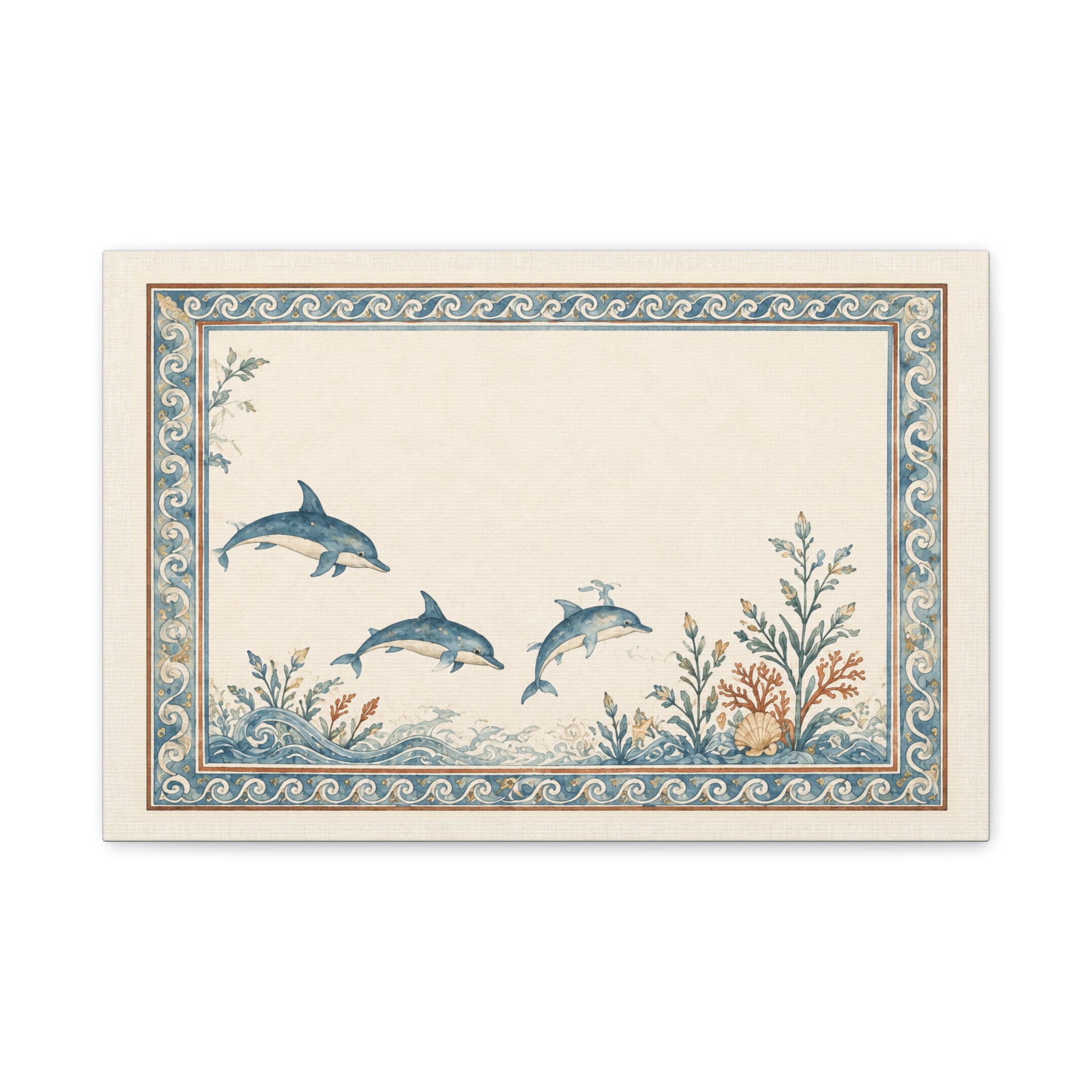 Mediterranean Dolphin Coastal Wall Art | Vintage Ocean Botanical Print | Solen