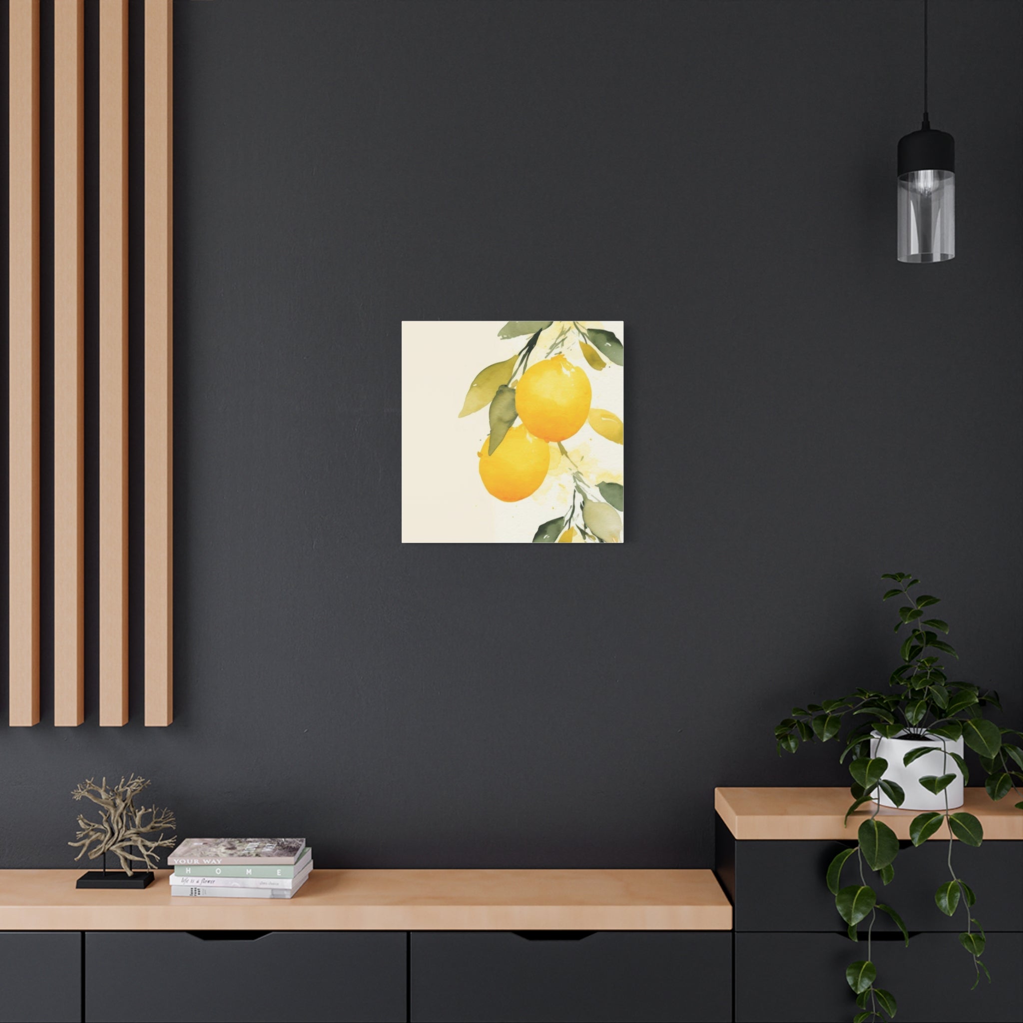 Lemon Botanical Canvas Wall Art, Mediterranean Citrus Print, Yellow Lemon Kitchen Decor, Watercolor Fruit Wall Art, Solen