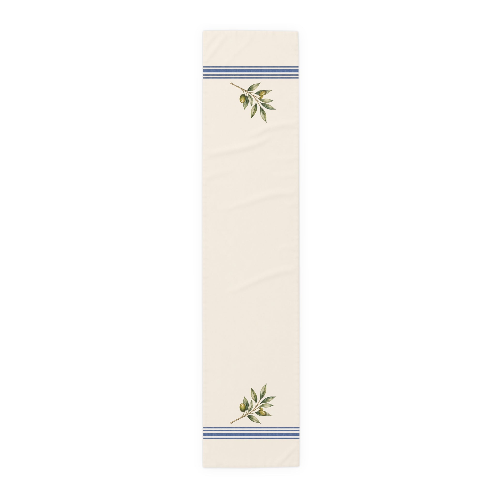 Olive Branch Farmhouse Table Runner, Cotton Mediterranean Runner, Rustic Green Kitchen Decor, Neutral Dining Linen, Solen