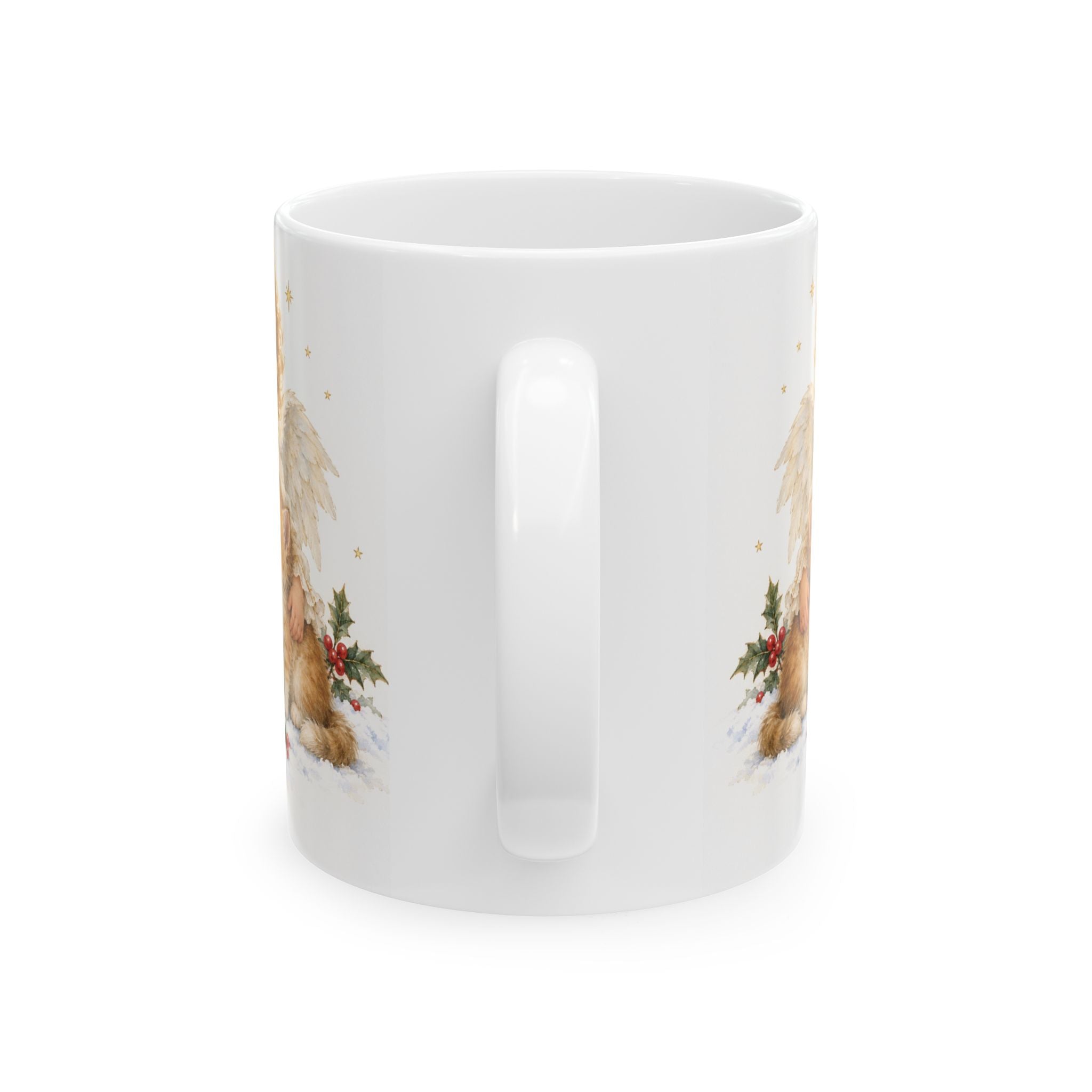 Angel & Robin Ceramic Mug — Vintage Christmas Holiday Coffee Cup (11oz, 15oz)